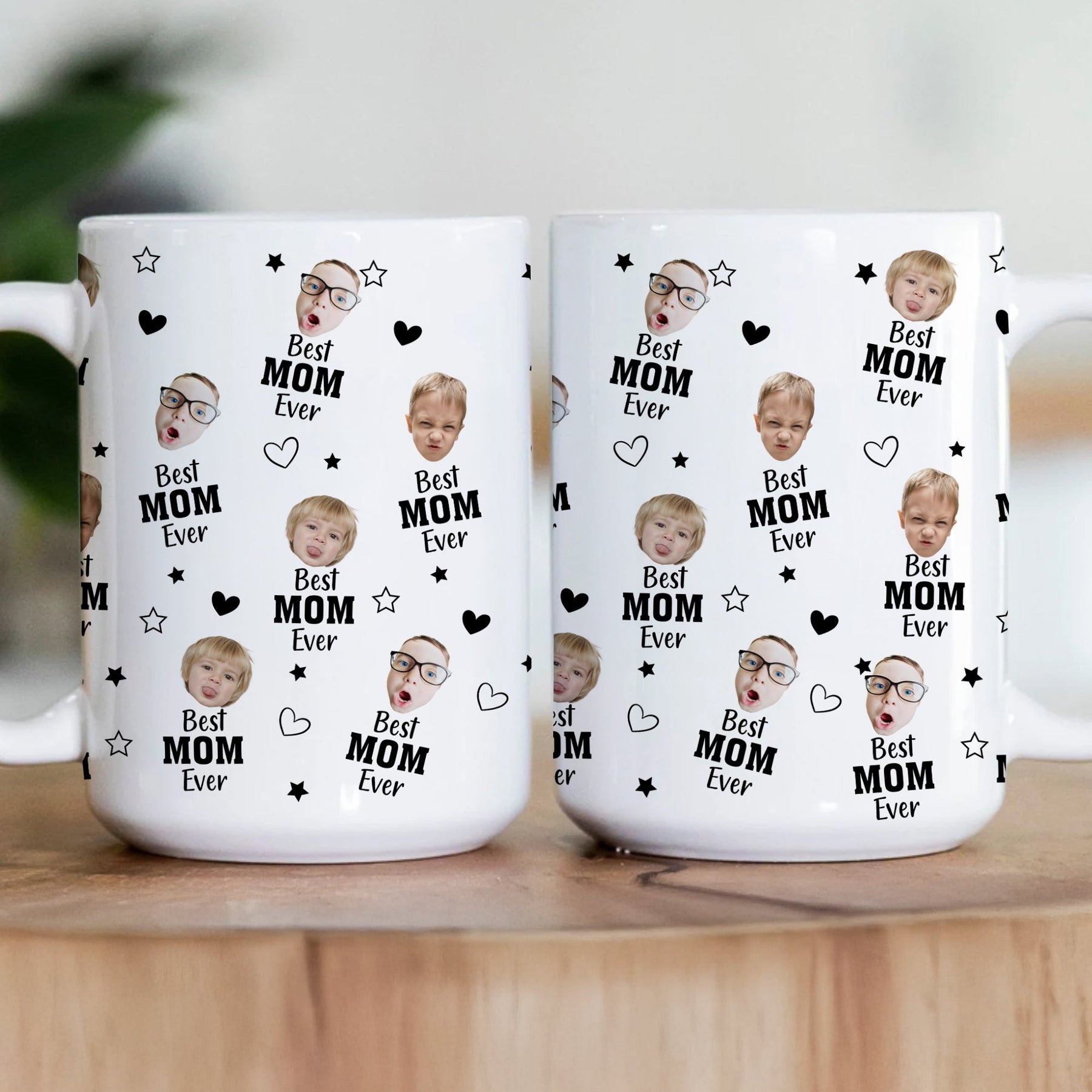 Best Mom Ever Custom Kids' Faces - Personalized Photo Mug
