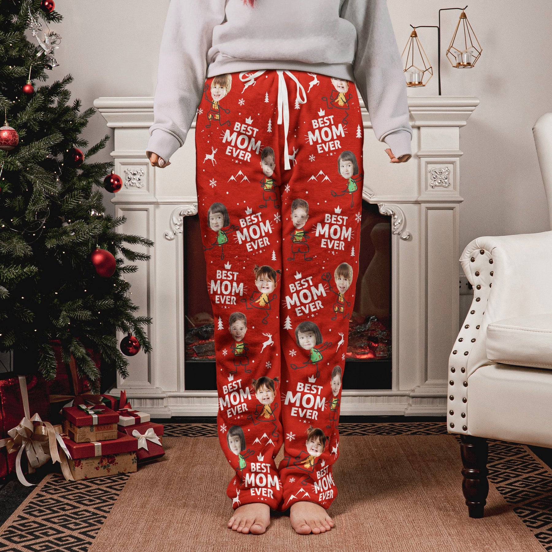 Best Mom Ever Custom Photo - Personalized Photo Fleece Pajama Pants