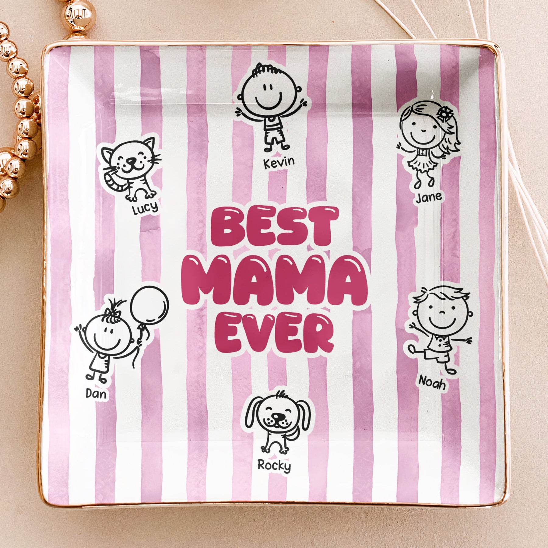 Best Mom Ever Doodle - Personalized Jewelry Dish