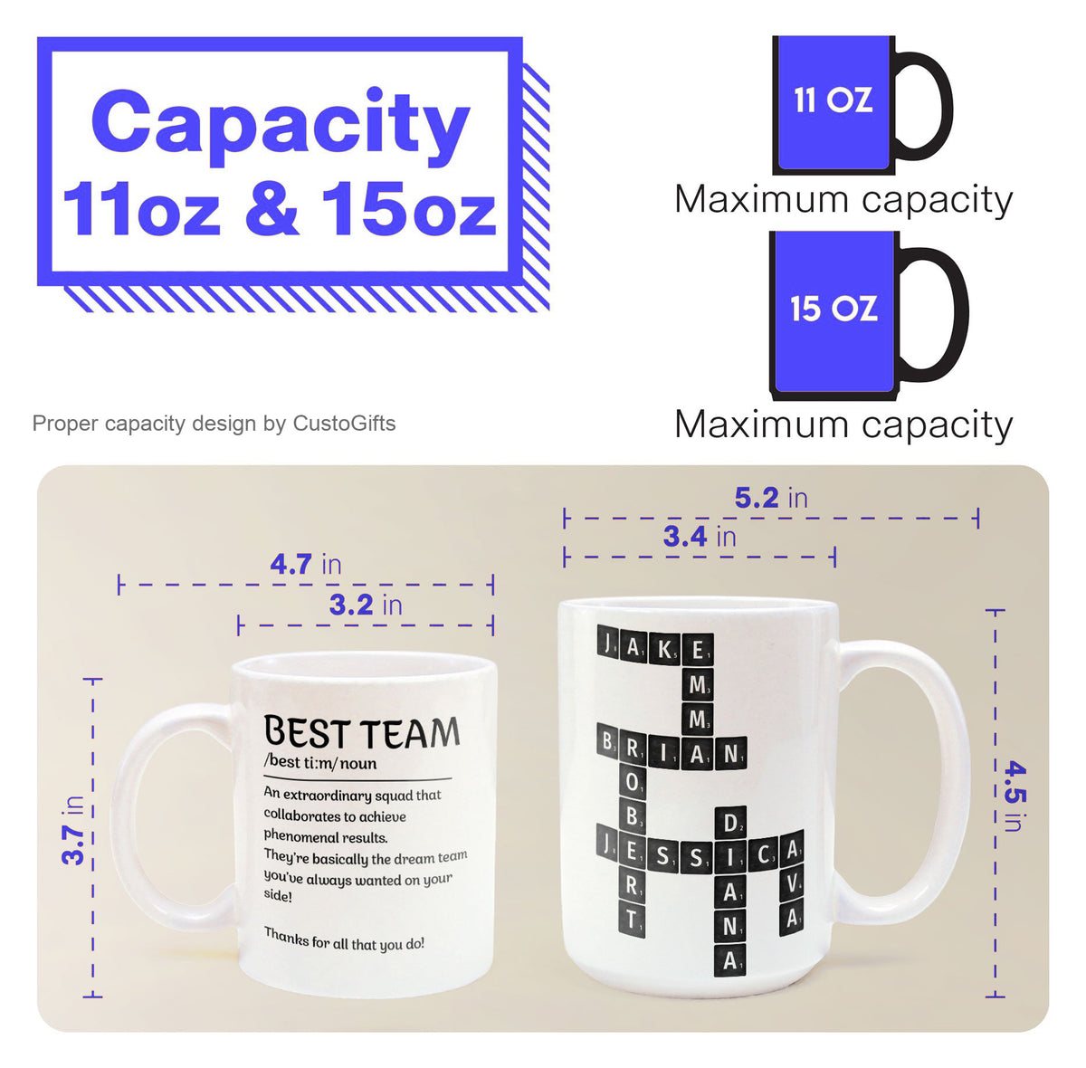 Best Team Coworker Mug Scrabble Custom Name - Personalized Mug