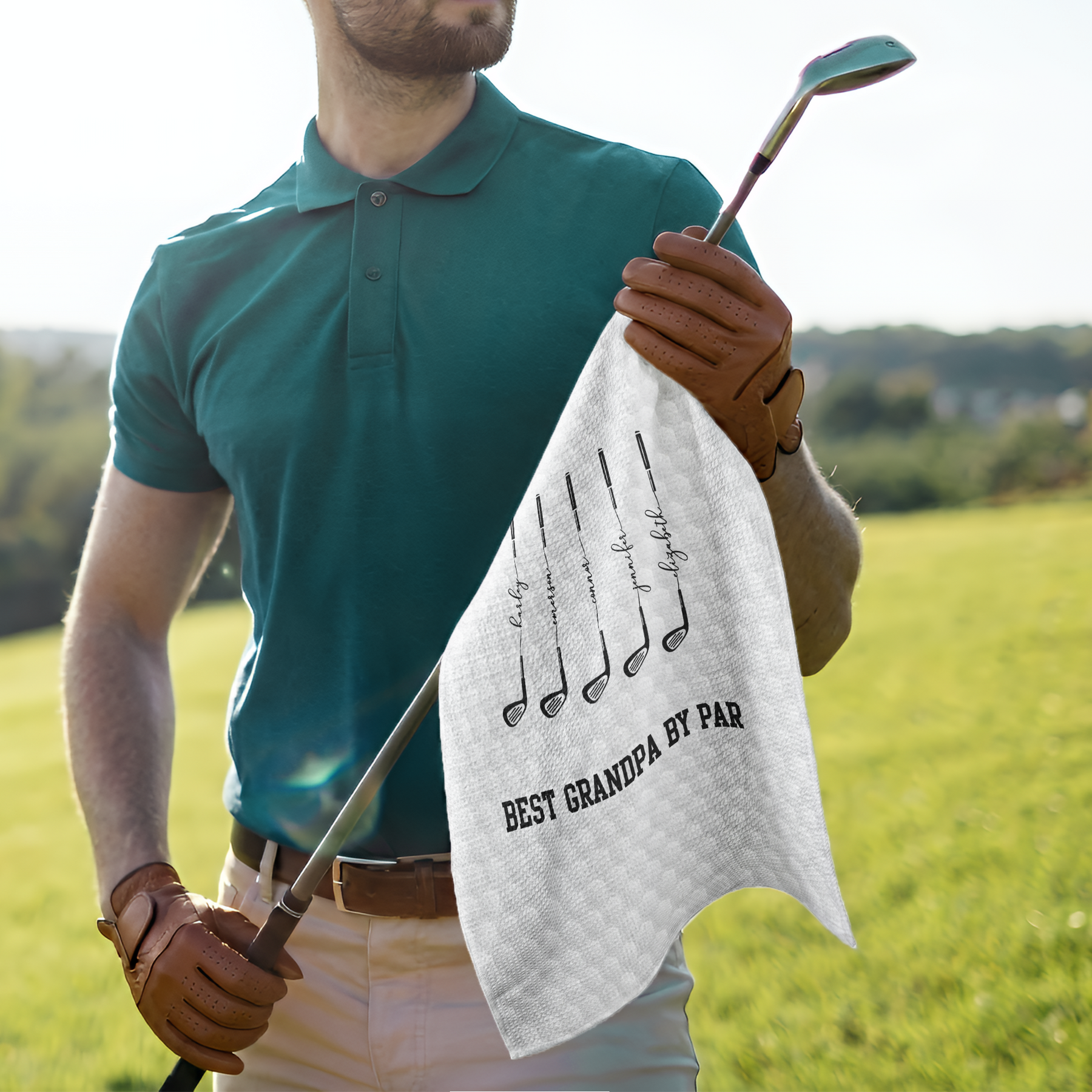 Best Dad By Par, Best Grandpa By Par - Personalized Golf Towel