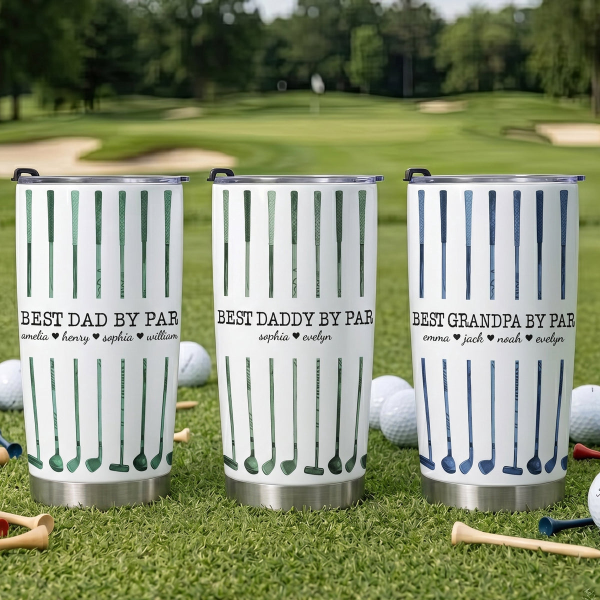 Best Dad By Par Custom Name Golf Dad Father's Day Gift For Dad, Husband - Personalized Tumbler Cup