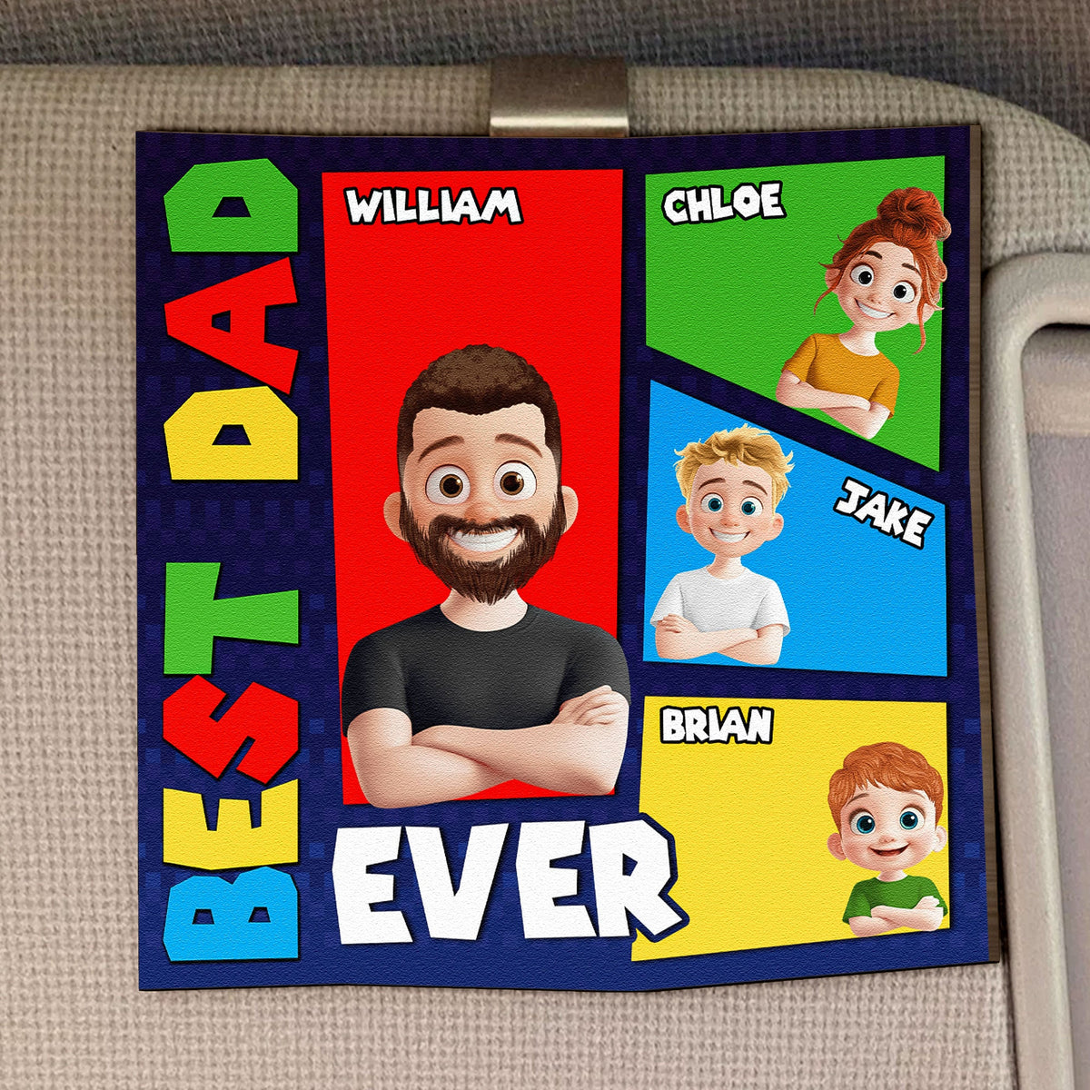 Best Dad Ever Arcade Theme - Personalized Car Visor Clip