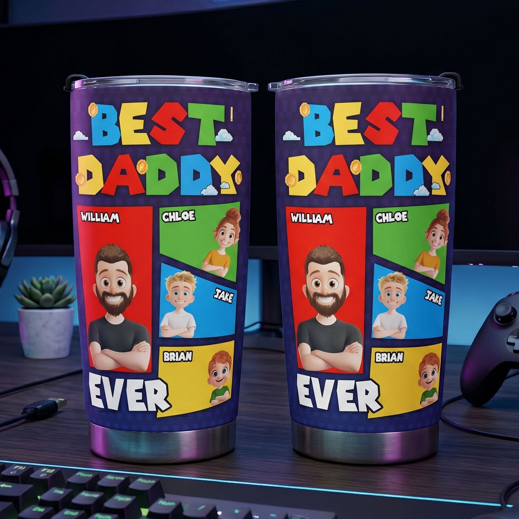 Best Dad Ever Arcade Theme - Personalized Tumbler