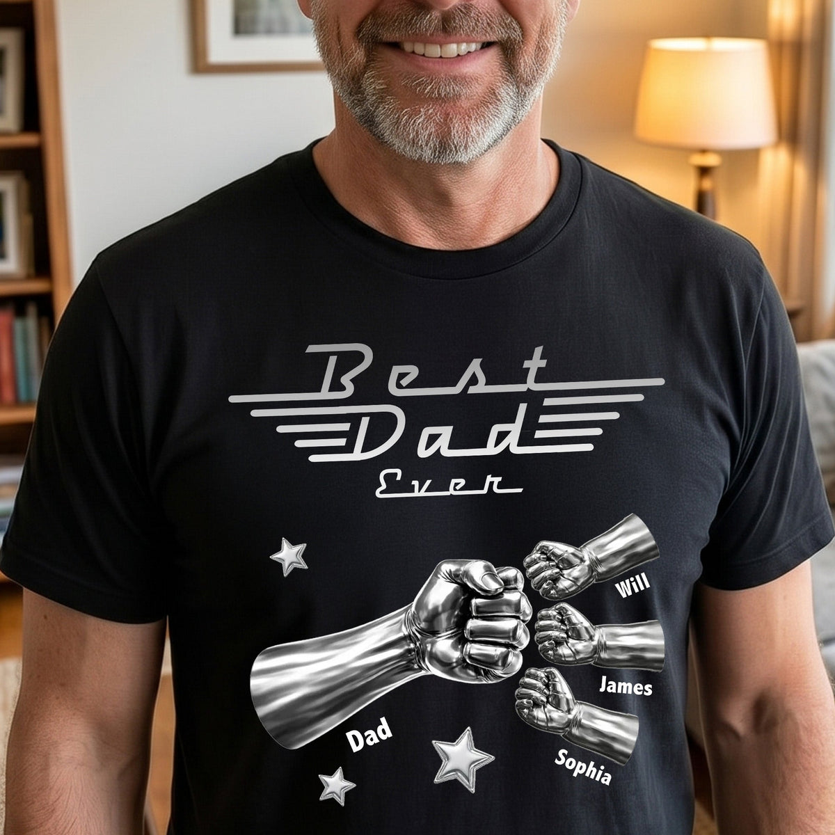 Best Dad Ever, Best Papa Ever - Metalic Fist Bump - Personalized Shirt