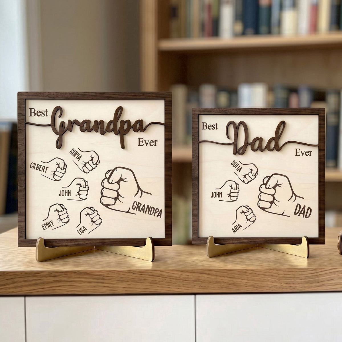 Best Dad Ever Fist Bump Father's Day Gift For Dad, Grandpa - Personalized Wooden Plaque