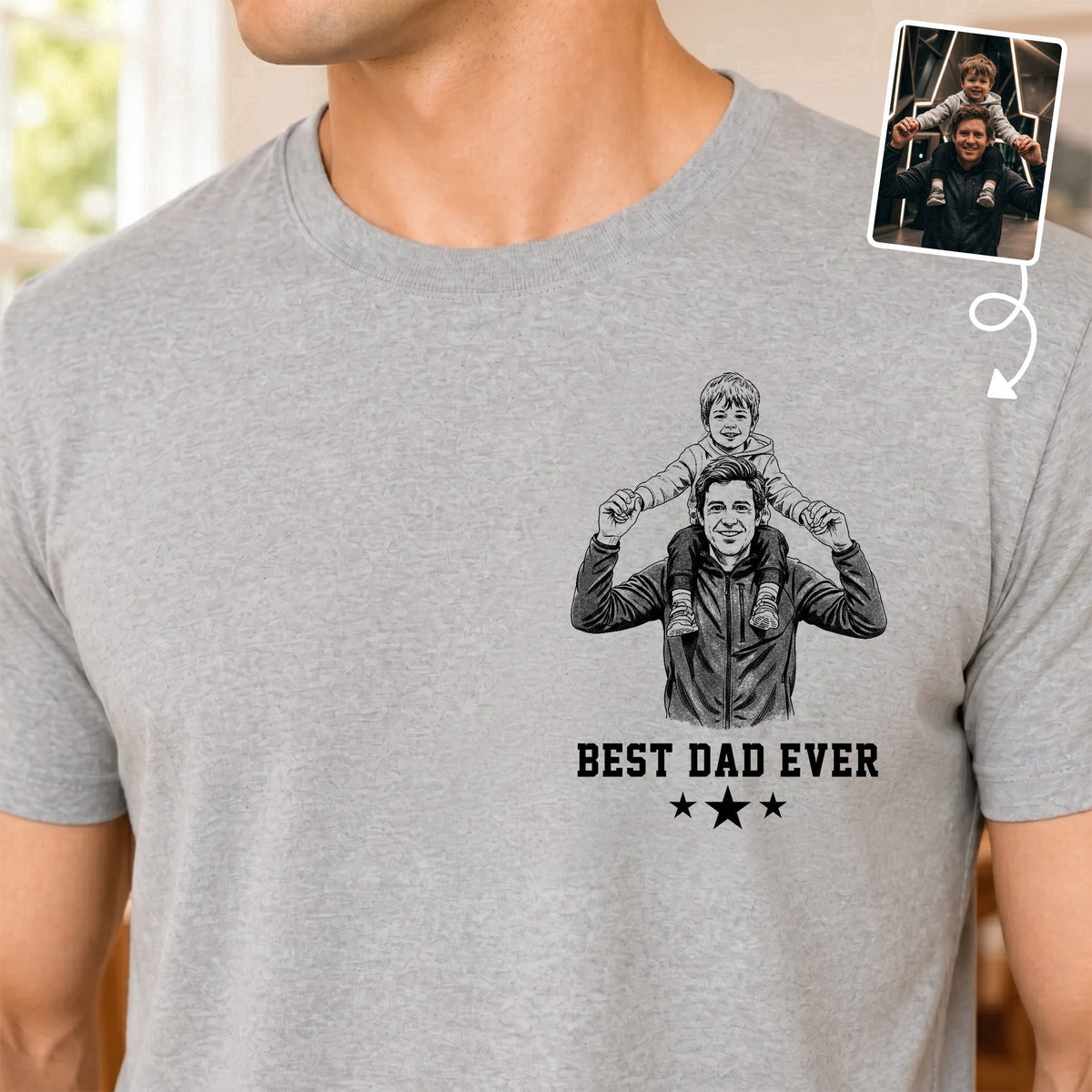 Best Dad Ever Sketch Line Art Father's Day Gift For Dad, Husband - Personalized Shirt