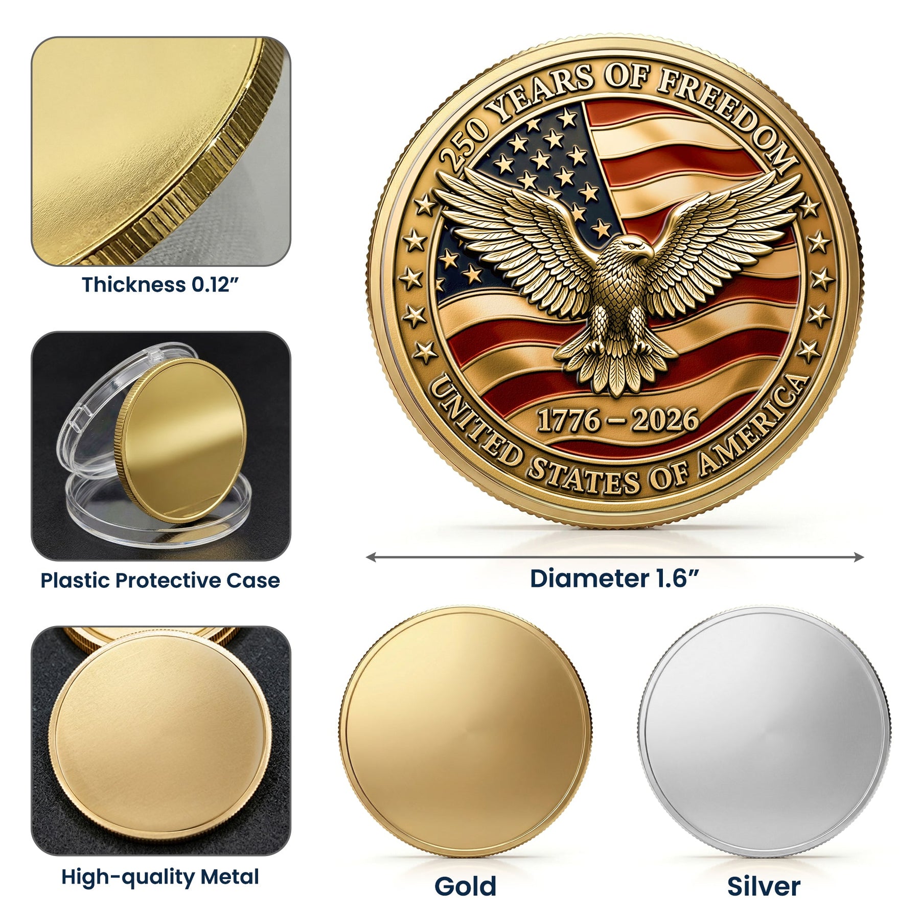 Best Dad Ever USA 250Th Anniversary - Personalized Coin