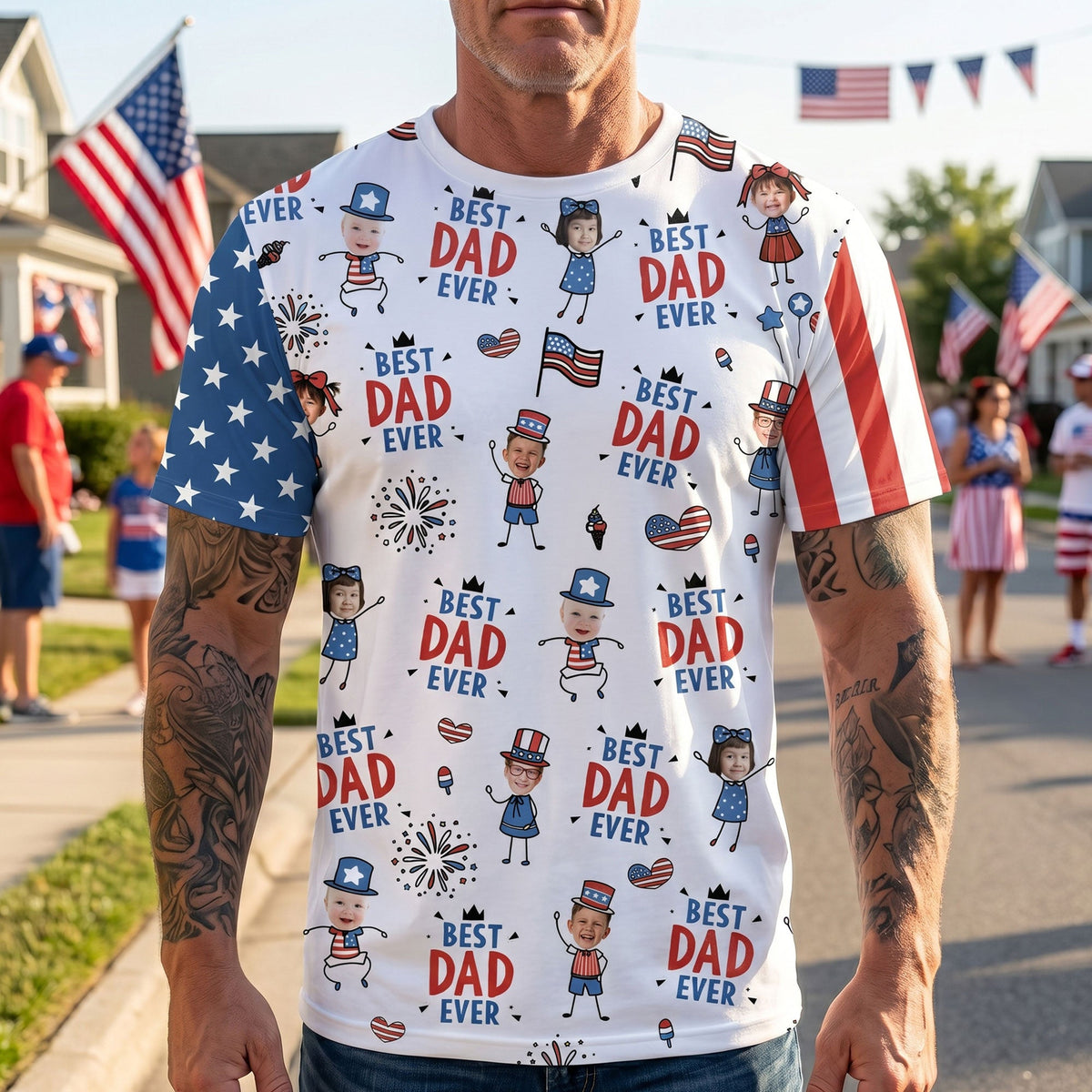 Best Dad Ever Usa Flag - Personalized Shirt