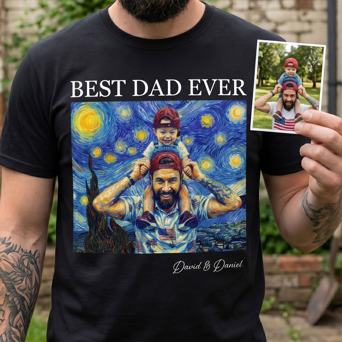Best Dad Ever Van Gogh Art Father's Day Gift For Dad, Husband, Grandpa - Personalized Shirt