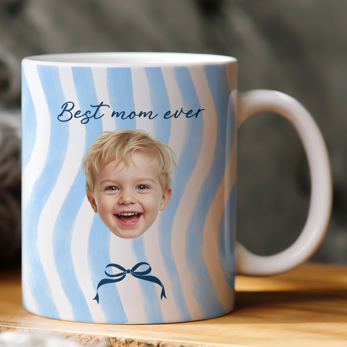 Best Mom Ever Pastel Coquette Stripe - Personalized Mug
