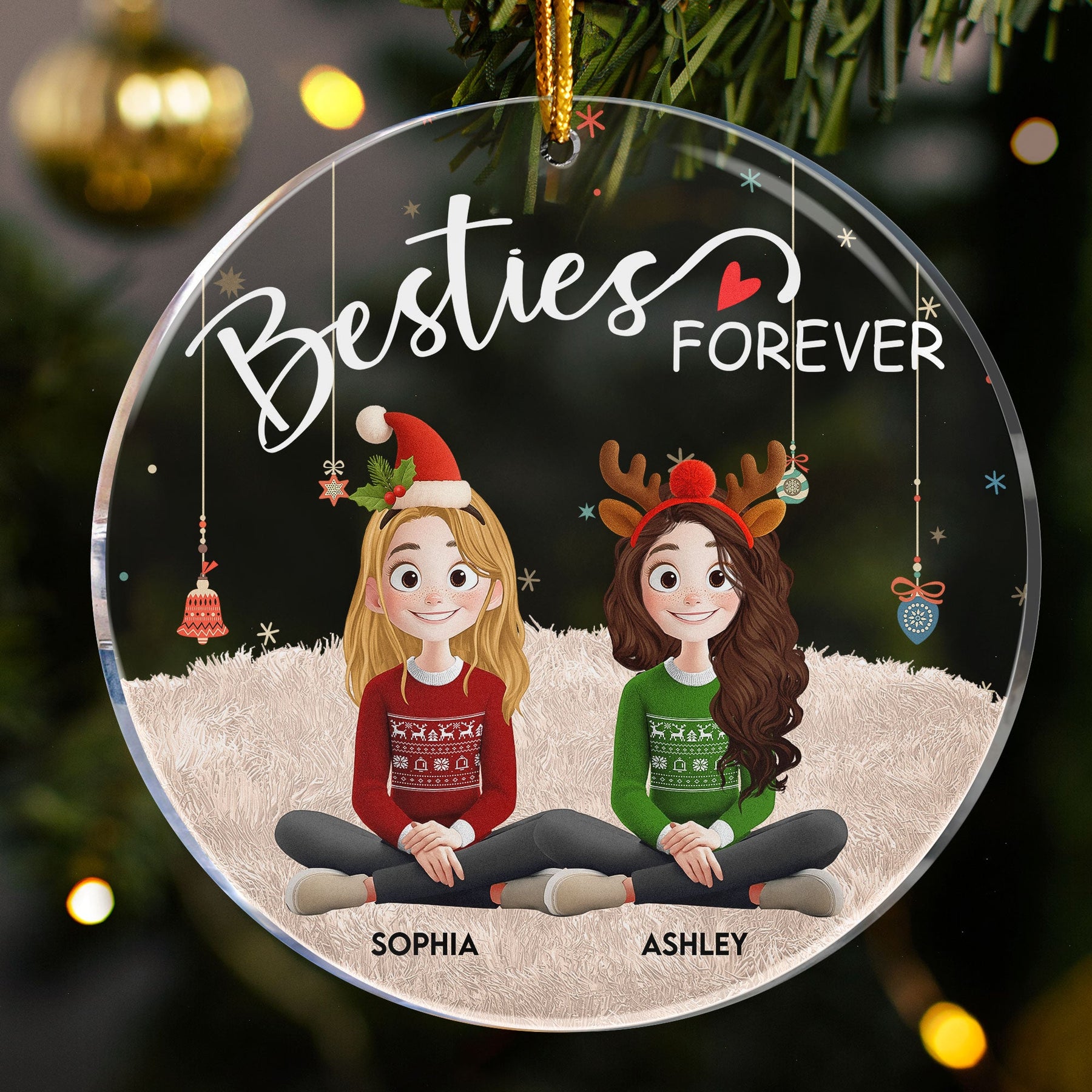 Besties Forever - 3D Style 2026 - Personalized Acrylic Ornament