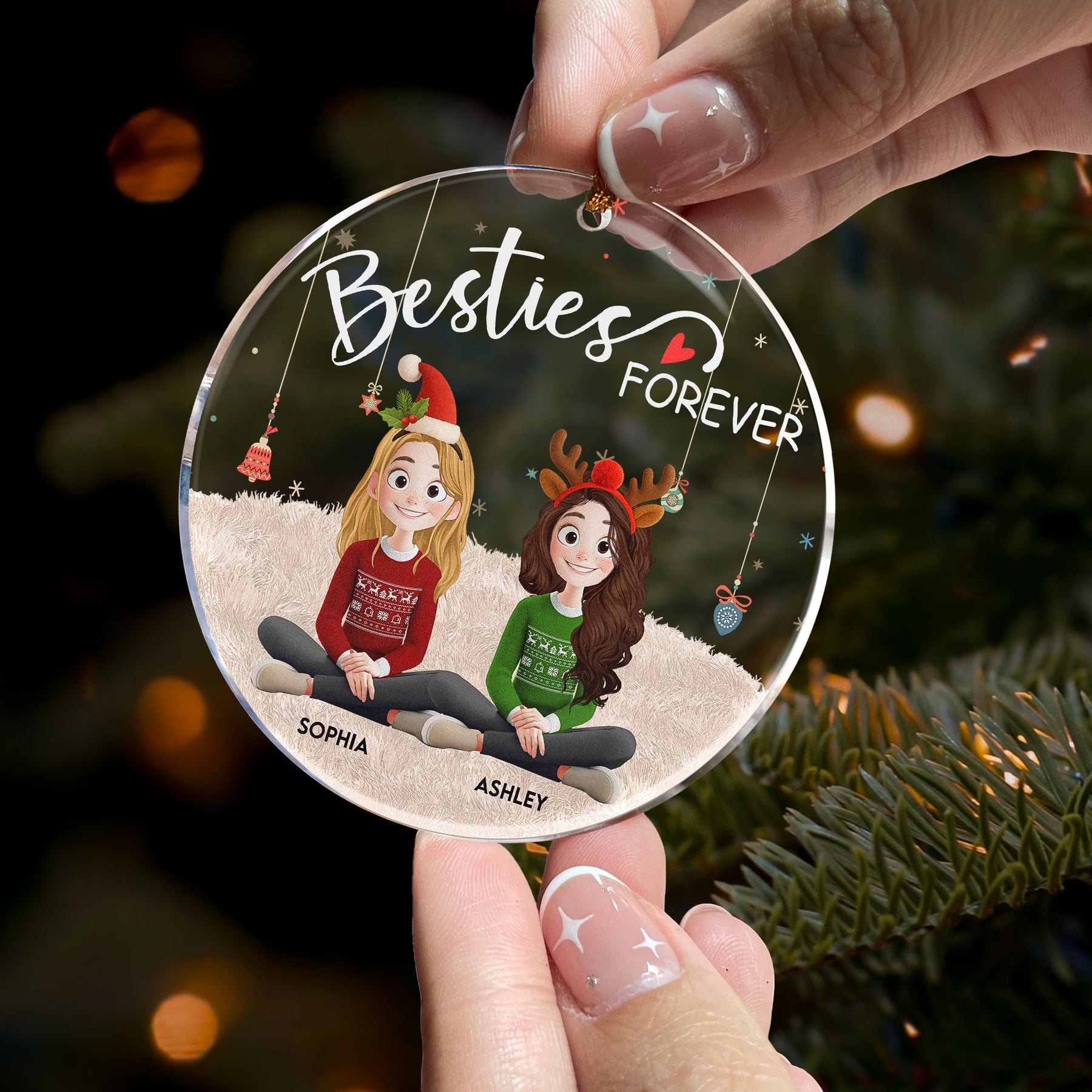 Besties Forever - 3D Style 2026 - Personalized Acrylic Ornament