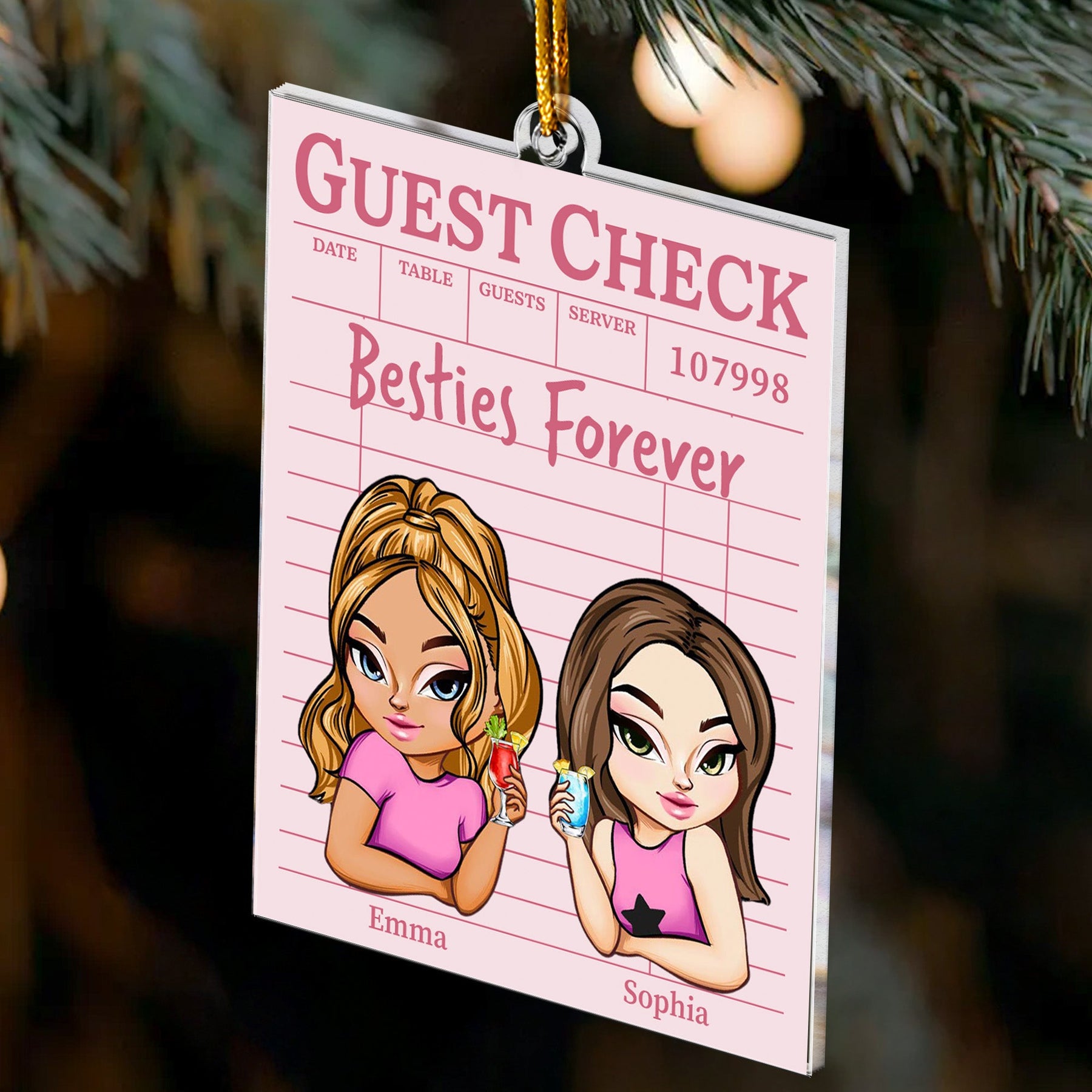 Besties Forever Guest Check Style - Personalized Acrylic Ornament