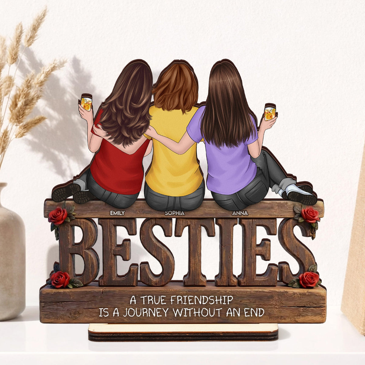 Besties Forever Birthday Thank You Gifts For Friends, Besties, Sisters - Personalized Wooden Plaque