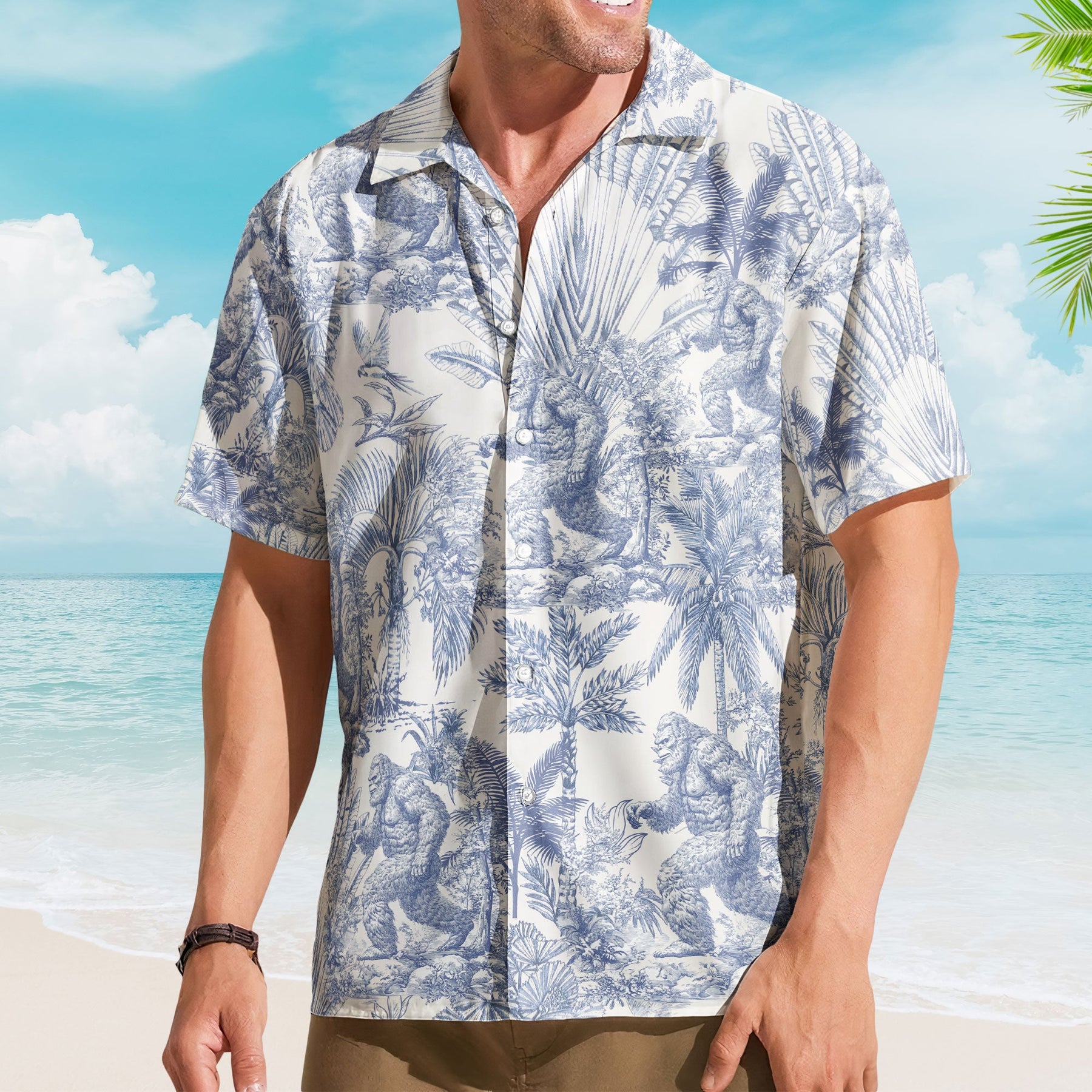 Bigfoot Alien Dragon Dinosaur Wolf Toile De Jouy - Personalized Hawaiian Shirt