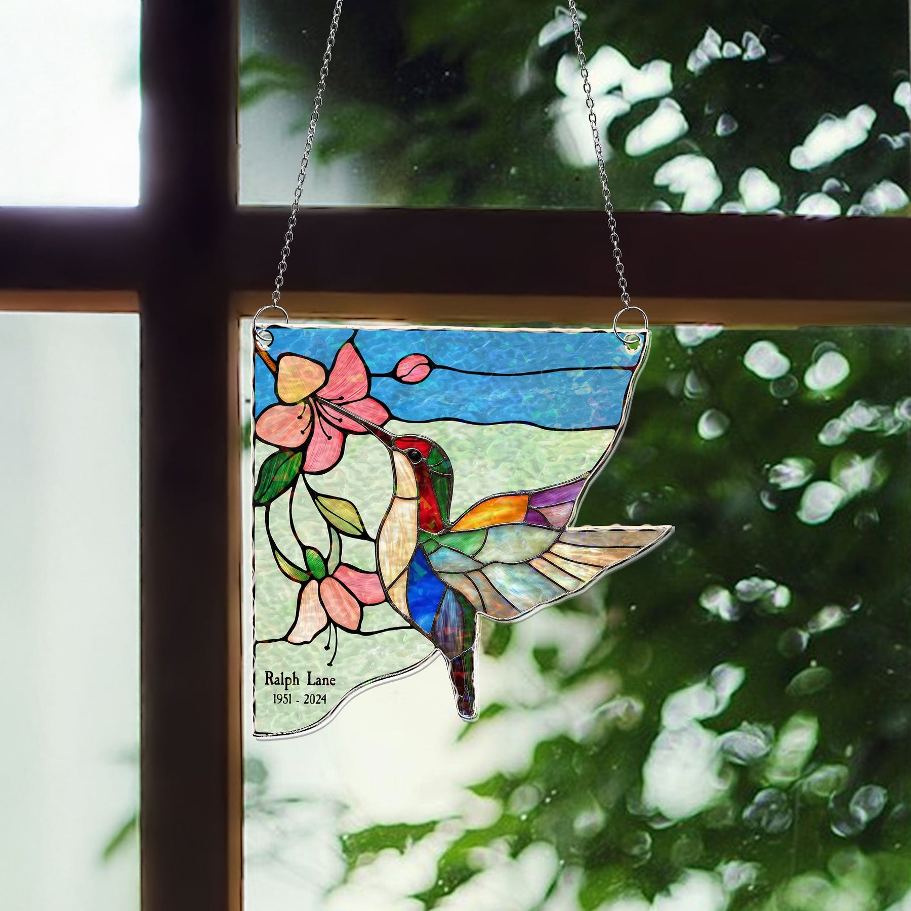 Birds And Flowers - Personalized Window Corner Suncatcher