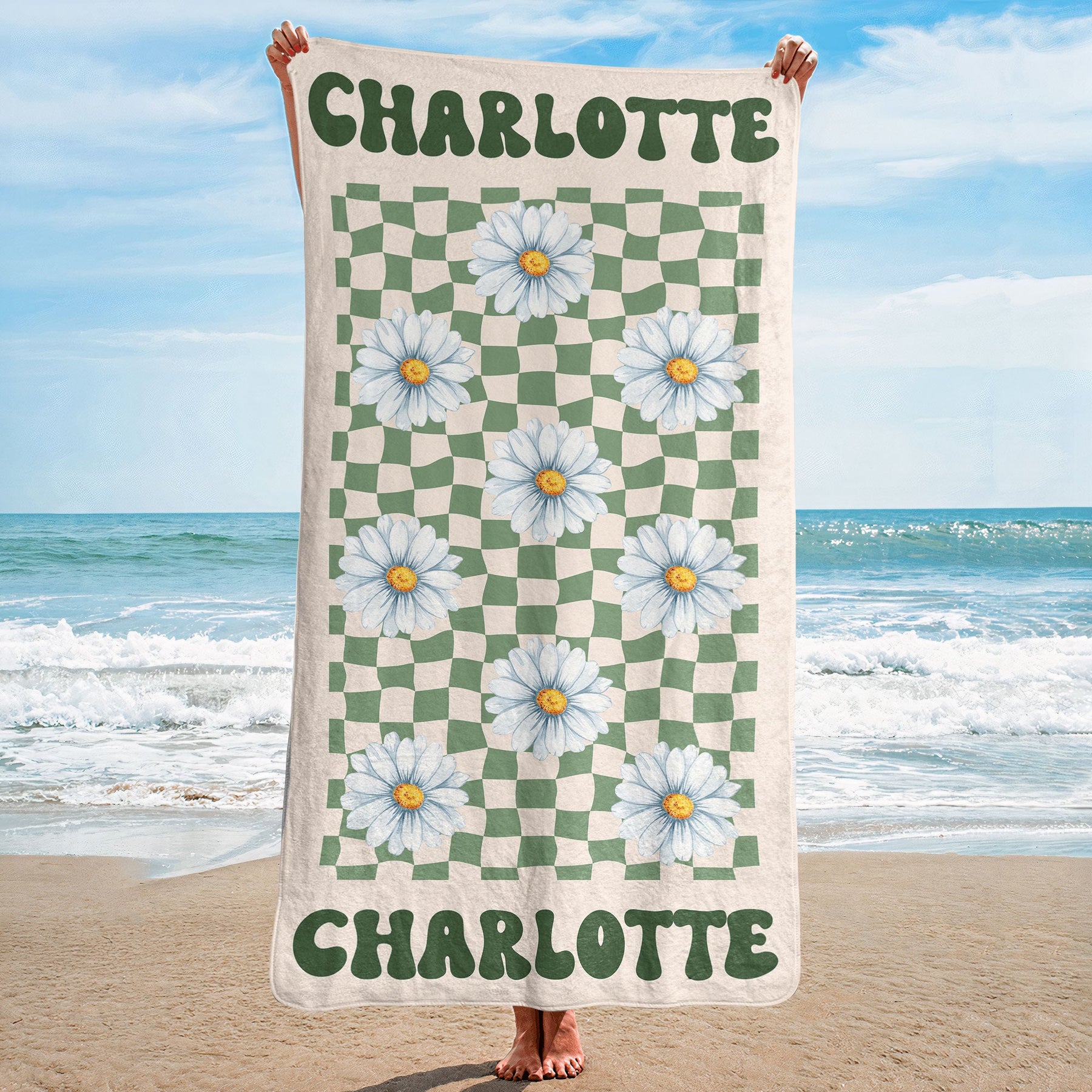Birth Flower - Personalized Quick-Dry Beach Towel