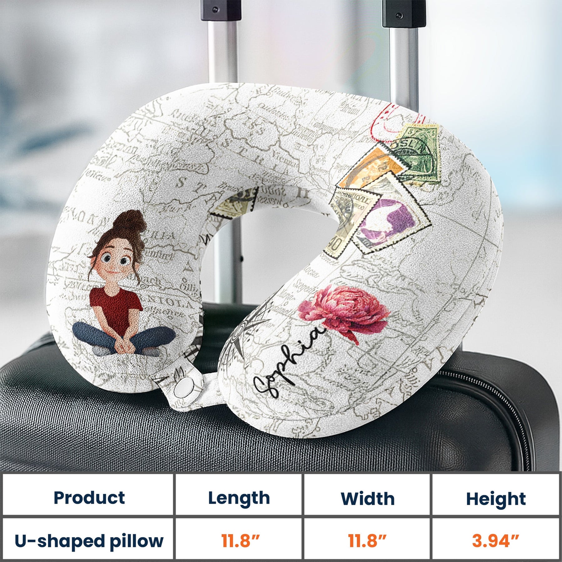 Birth Flower Self Gift - Personalized U-Shaped Travel Neck Pillow