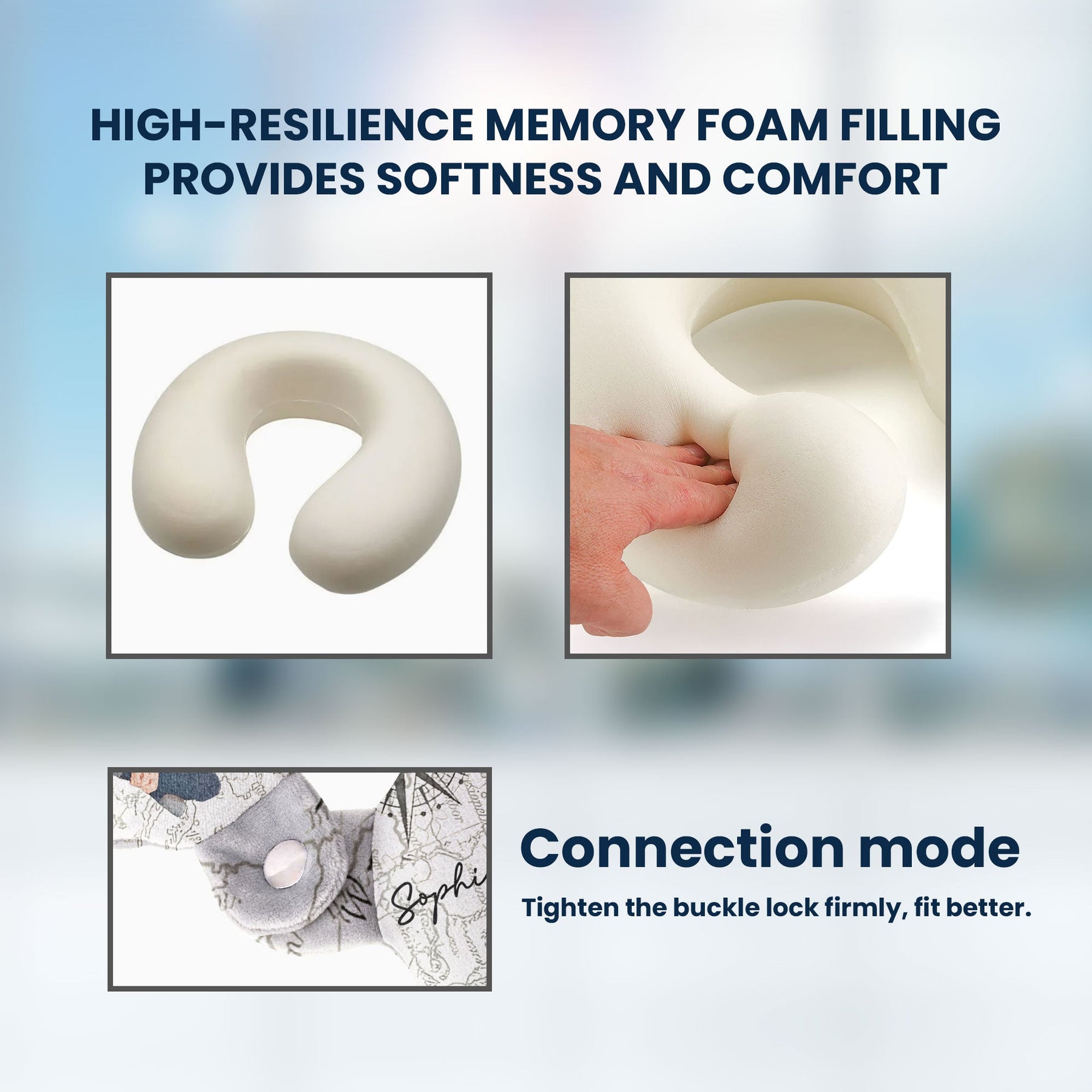 Birth Flower Self Gift - Personalized U-Shaped Travel Neck Pillow