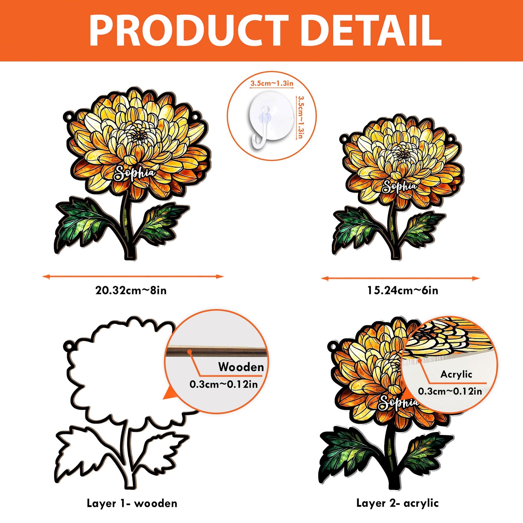 Birth Flower With Name - Personalized Window Hanging Suncatcher Ornament