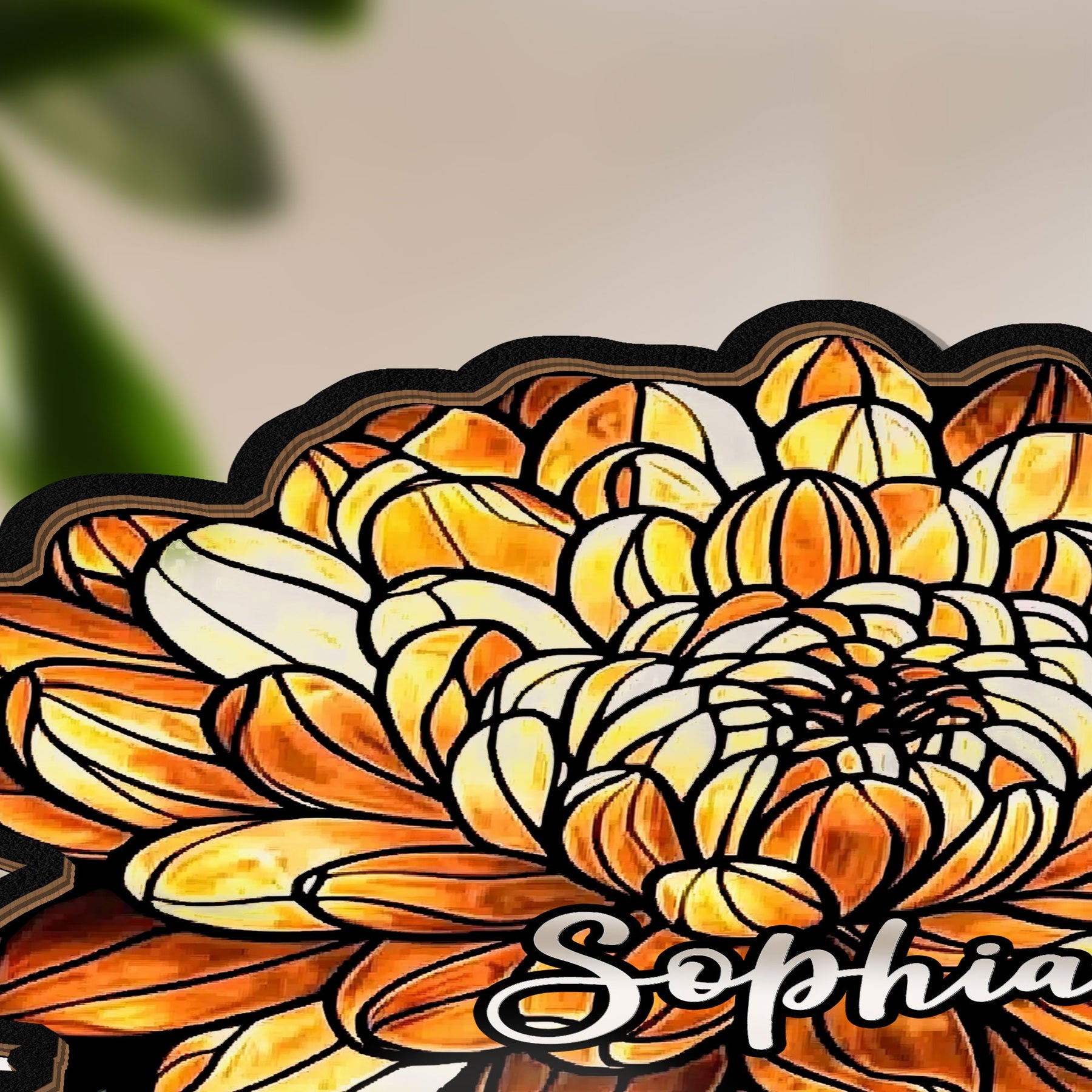 Birth Flower With Name - Personalized Wood And Acrylic Night Light
