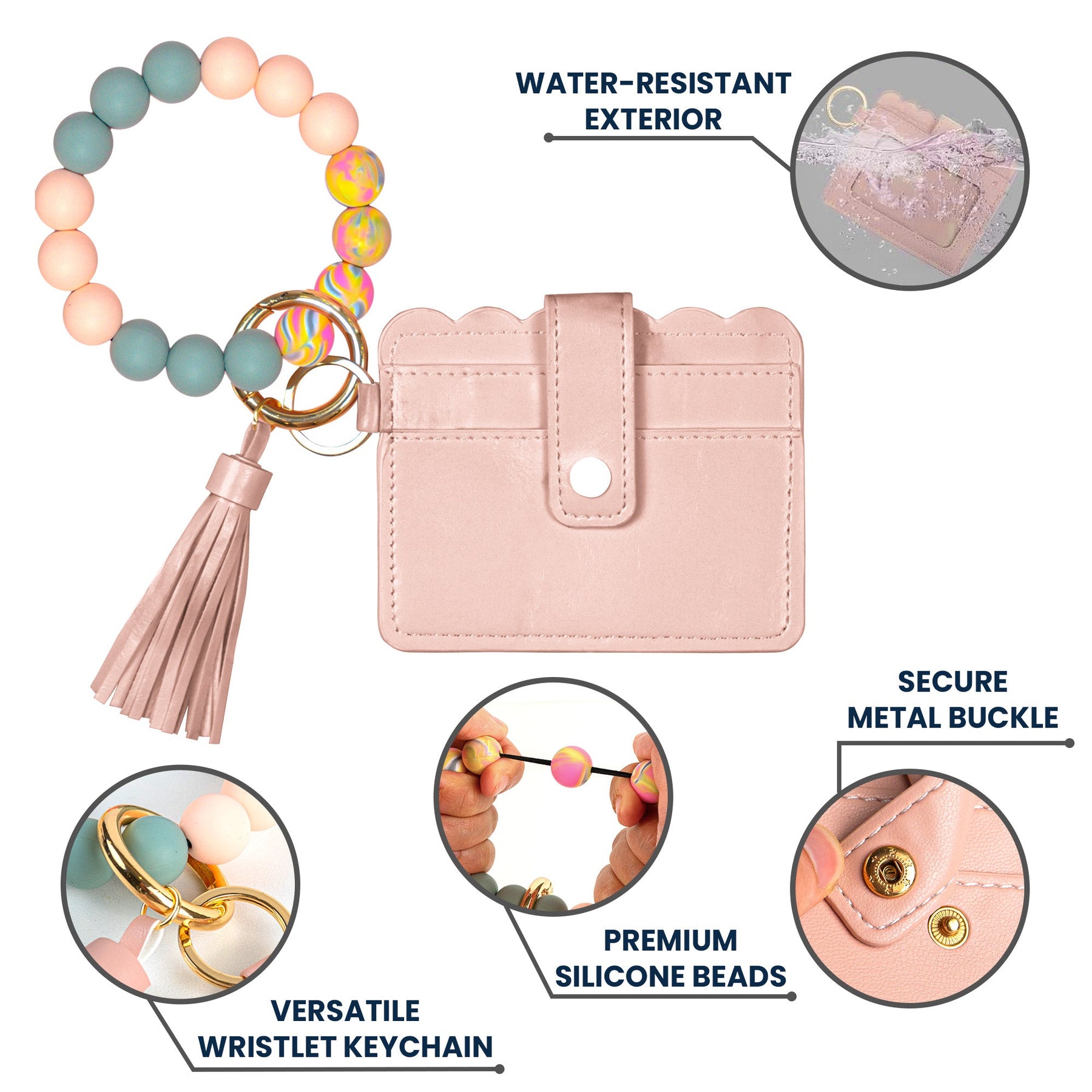 Birth Month Flower Gift For Her - Personalized Keychain Wristlet Leather Wallet
