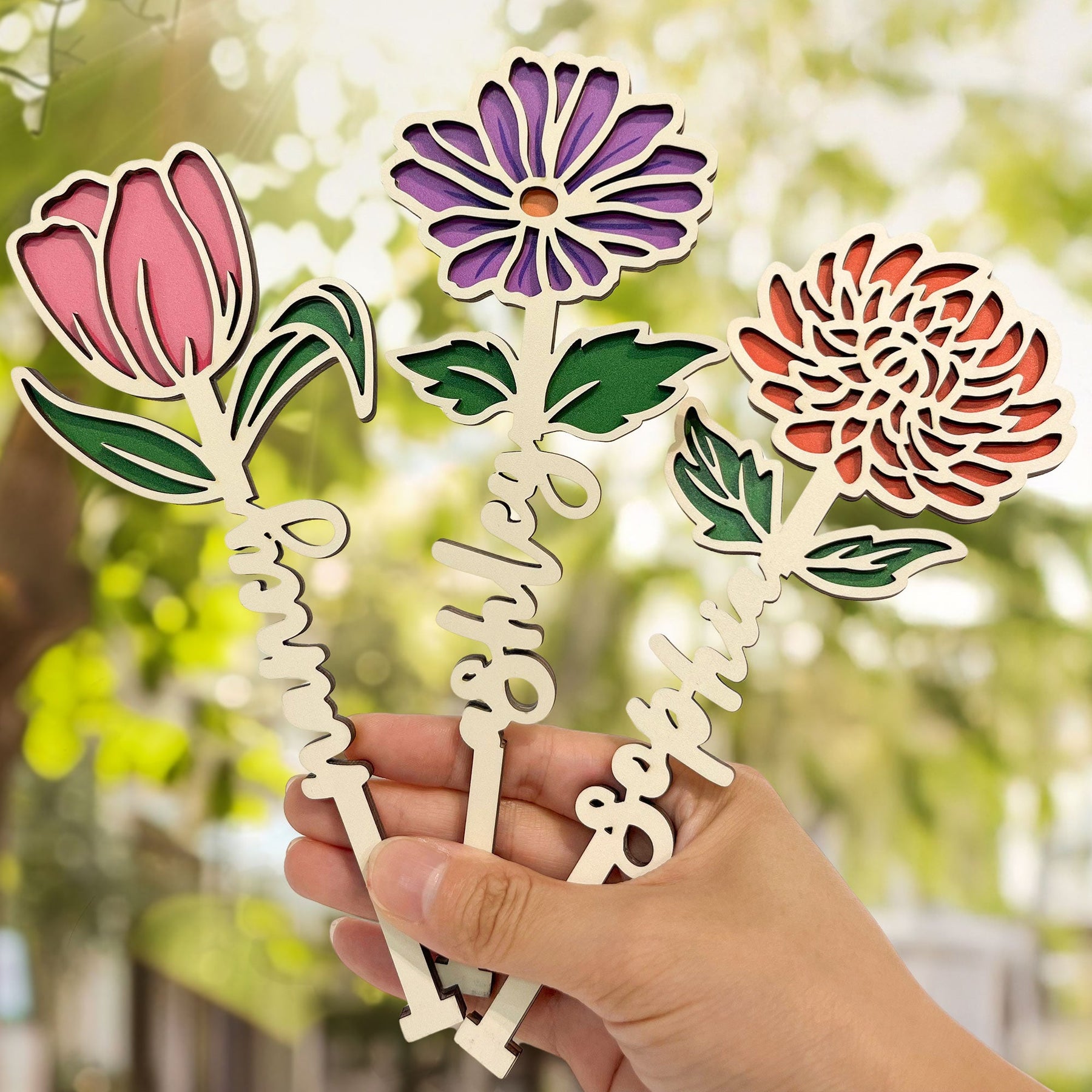 Birth Month Flower - Personalized Wooden Birth Flower