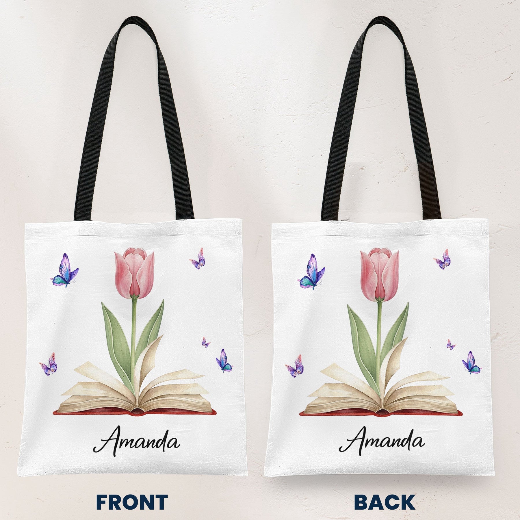 Birth Flower Book Lover Gift Book Club - Personalized Tote Bag