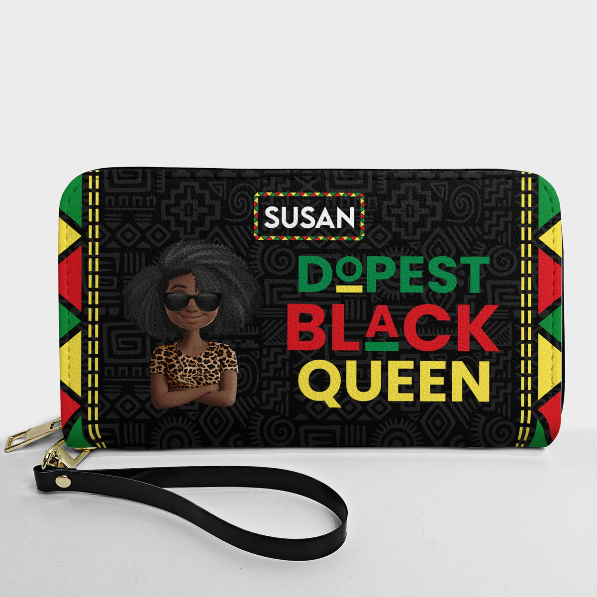 Black Queen - Personalized Leather Long Wallet