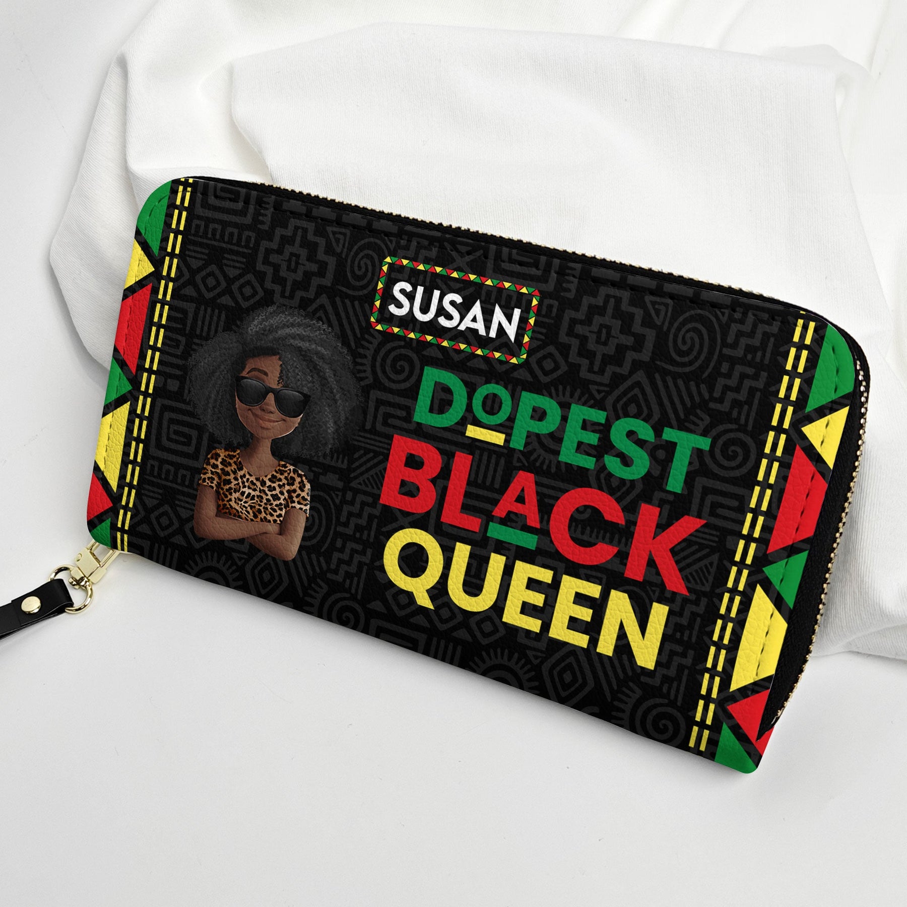 Black Queen - Personalized Leather Long Wallet