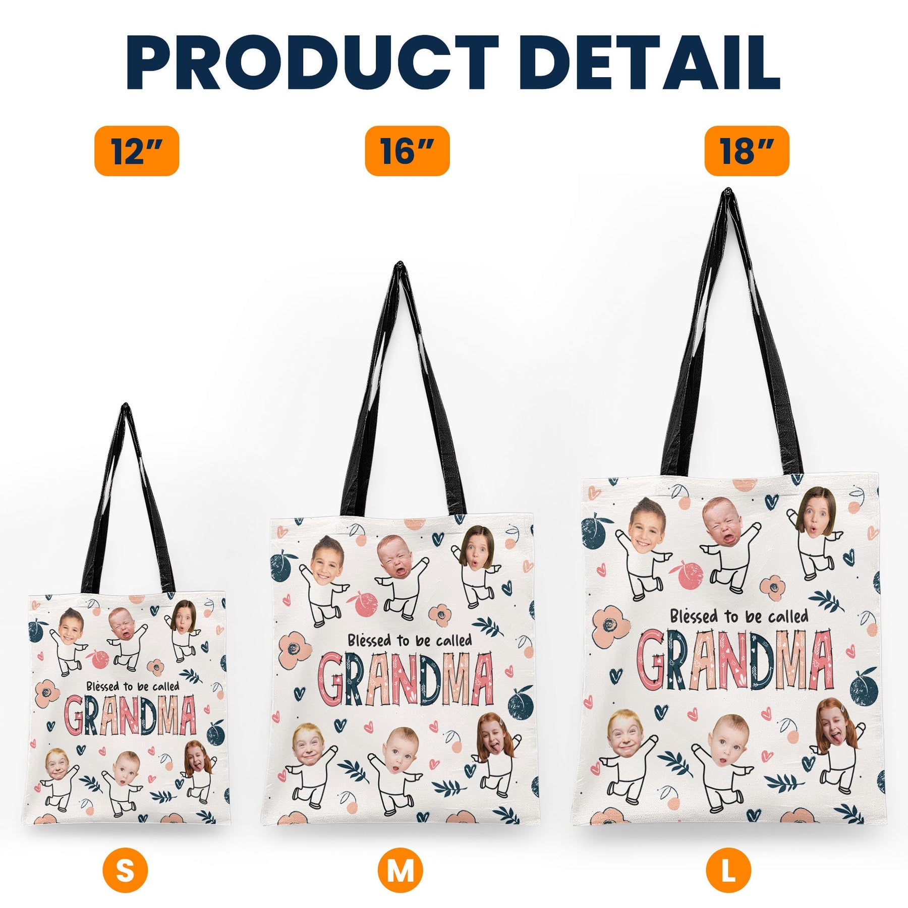 Blessed To Be Called Grandma - Personalized Photo Tote Bag