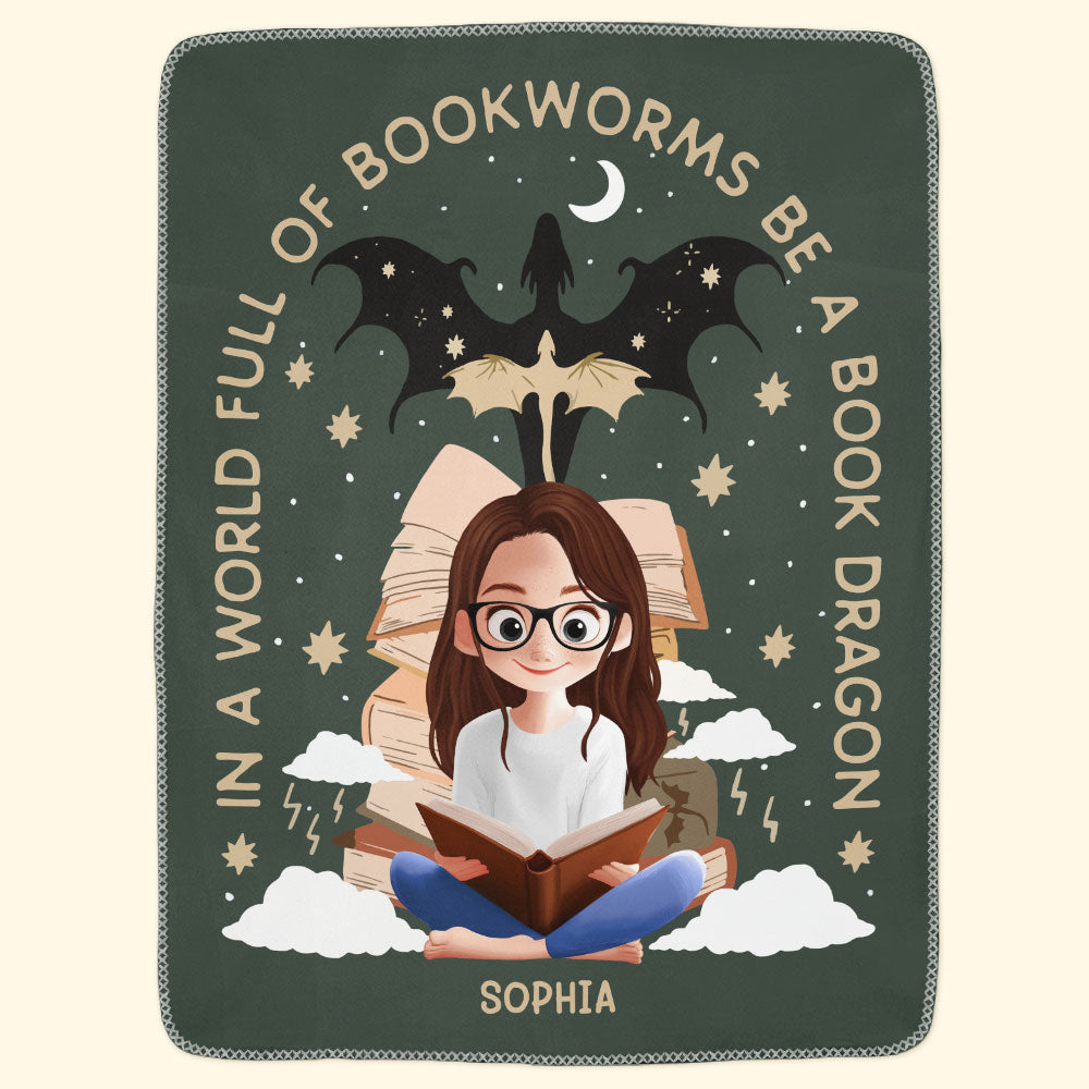Book Dragon - Personalized Blanket