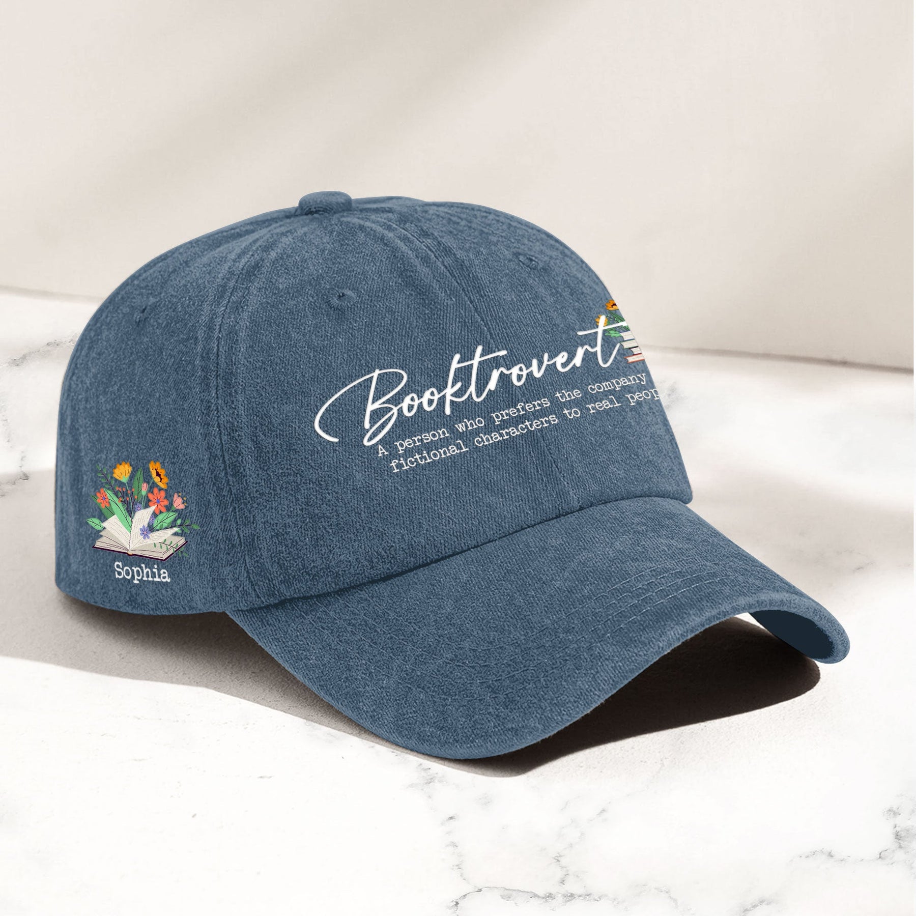 Booktrovert - Personalized Distressed Denim Cap