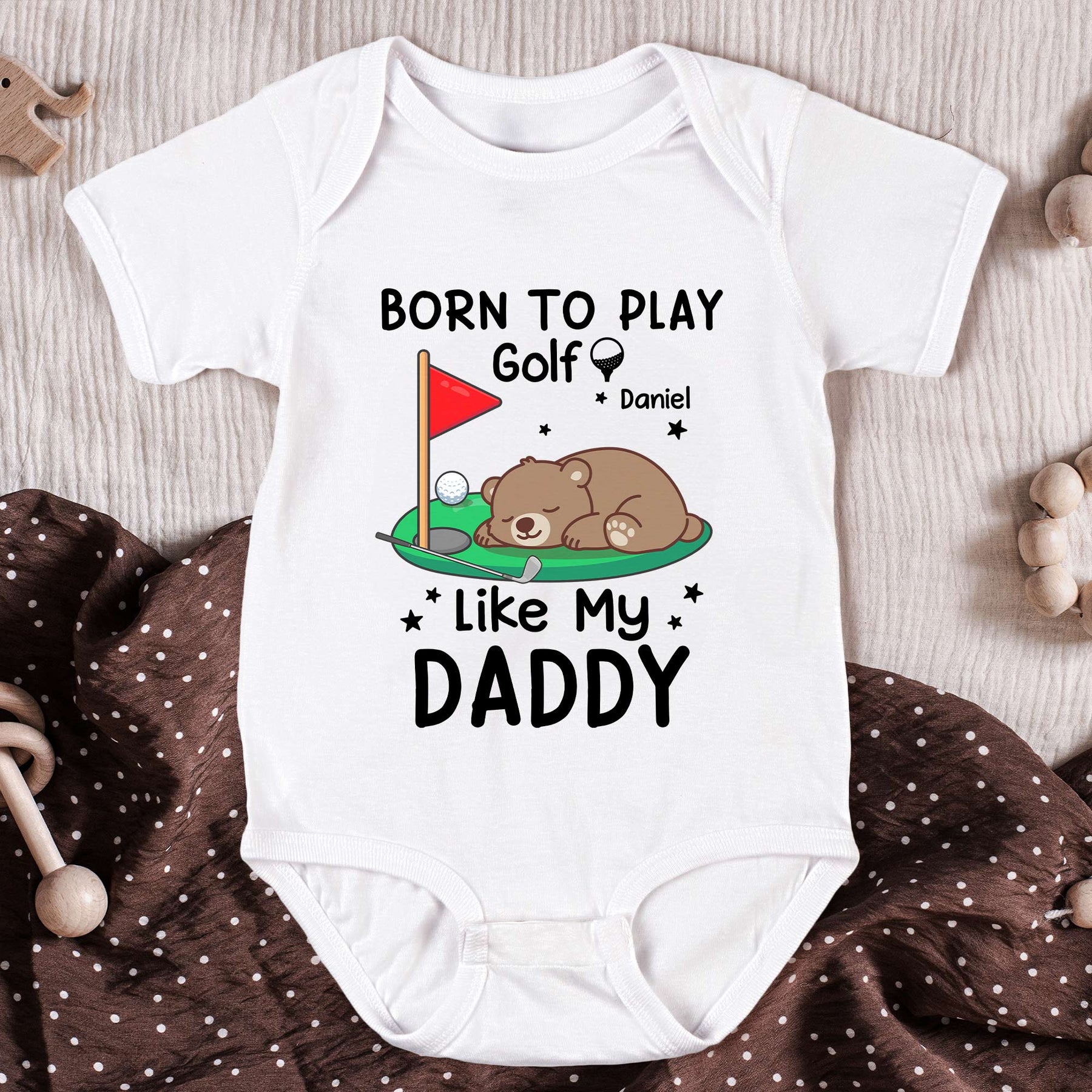 Born To Play Golf Like My Daddy - Personalized Baby Bodysuit