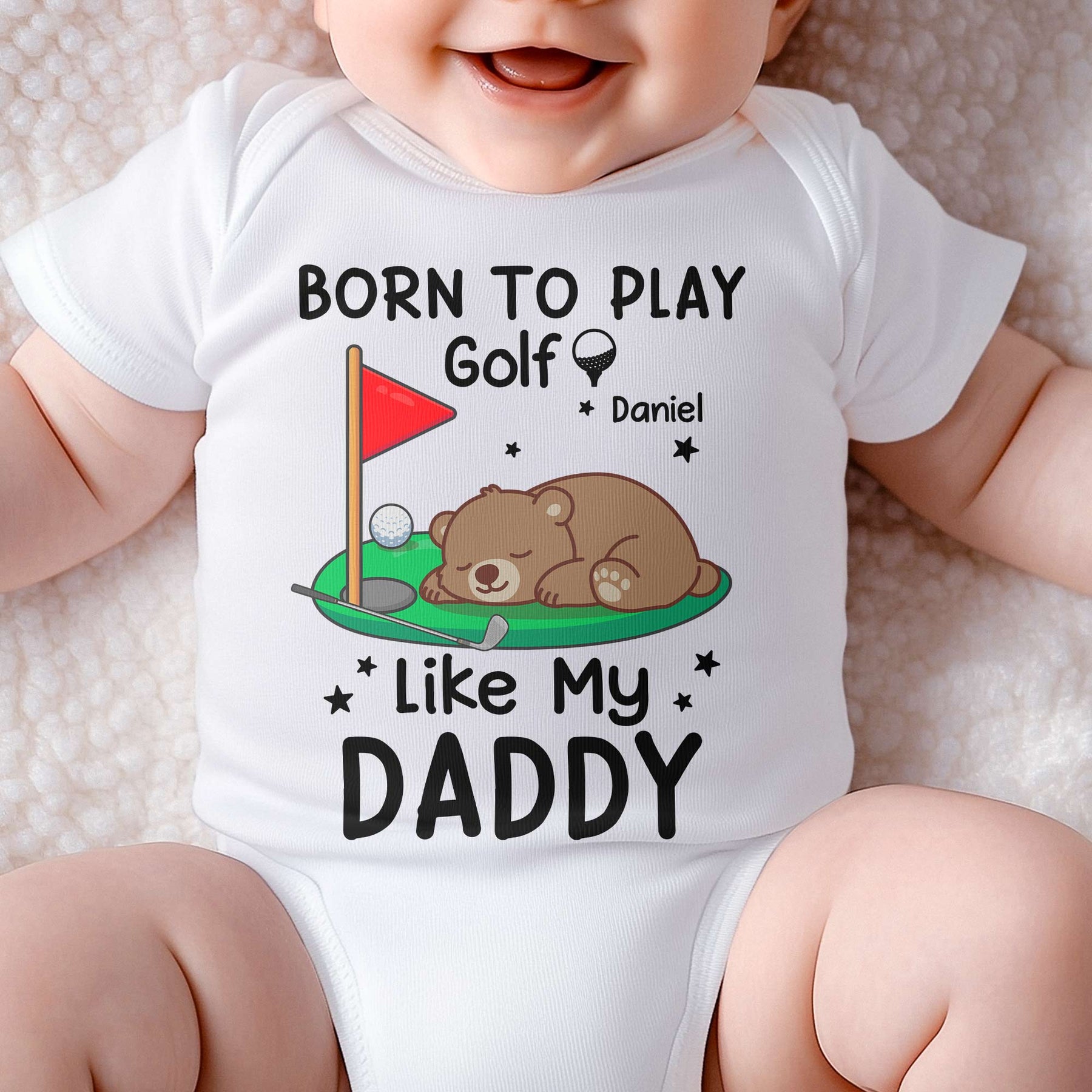 Born To Play Golf Like My Daddy - Personalized Baby Bodysuit