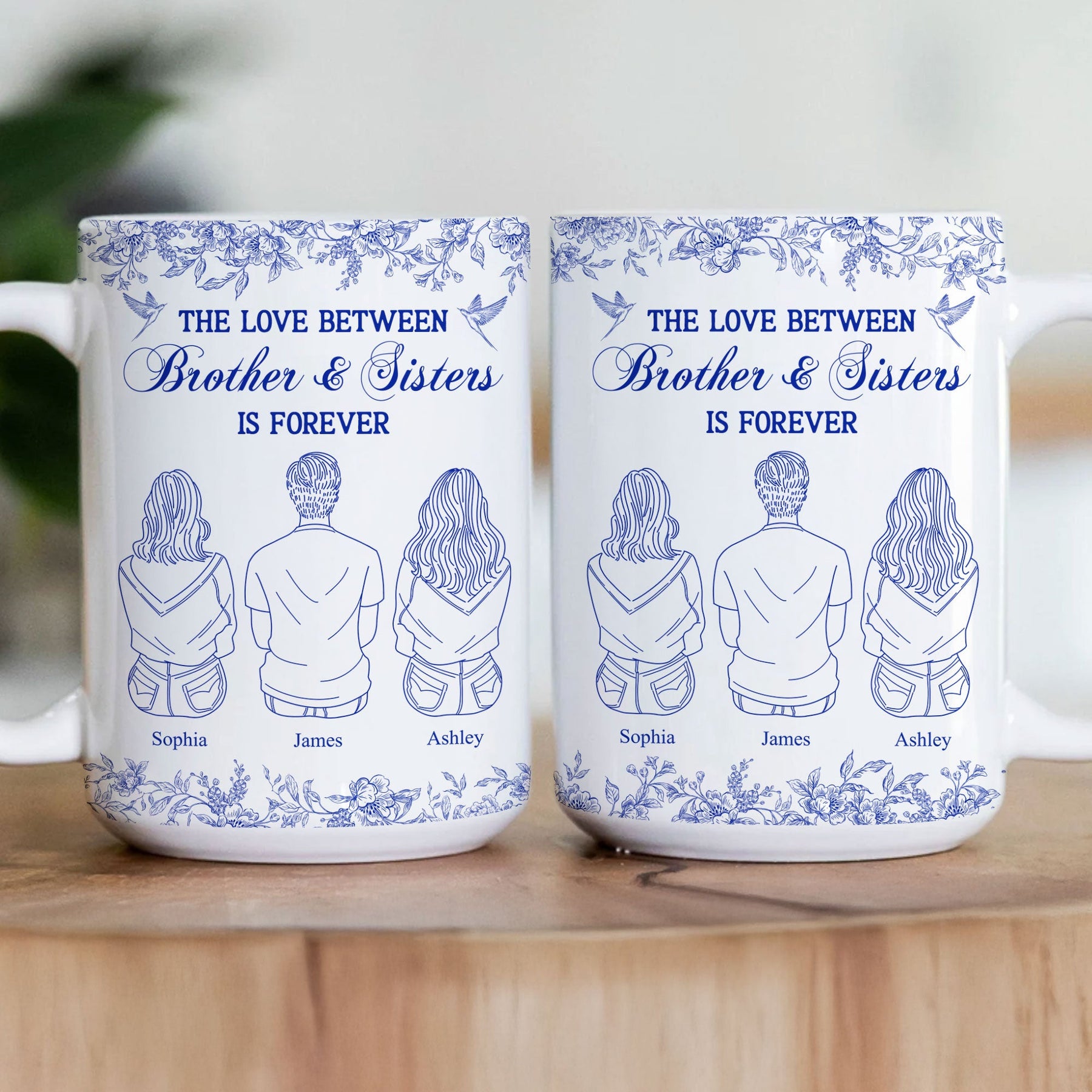 Brothers And Sisters - Toile De Jouy Style - Personalized Mug