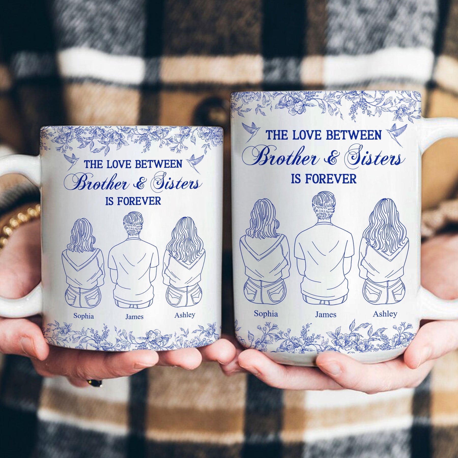 Brothers And Sisters - Toile De Jouy Style - Personalized Mug