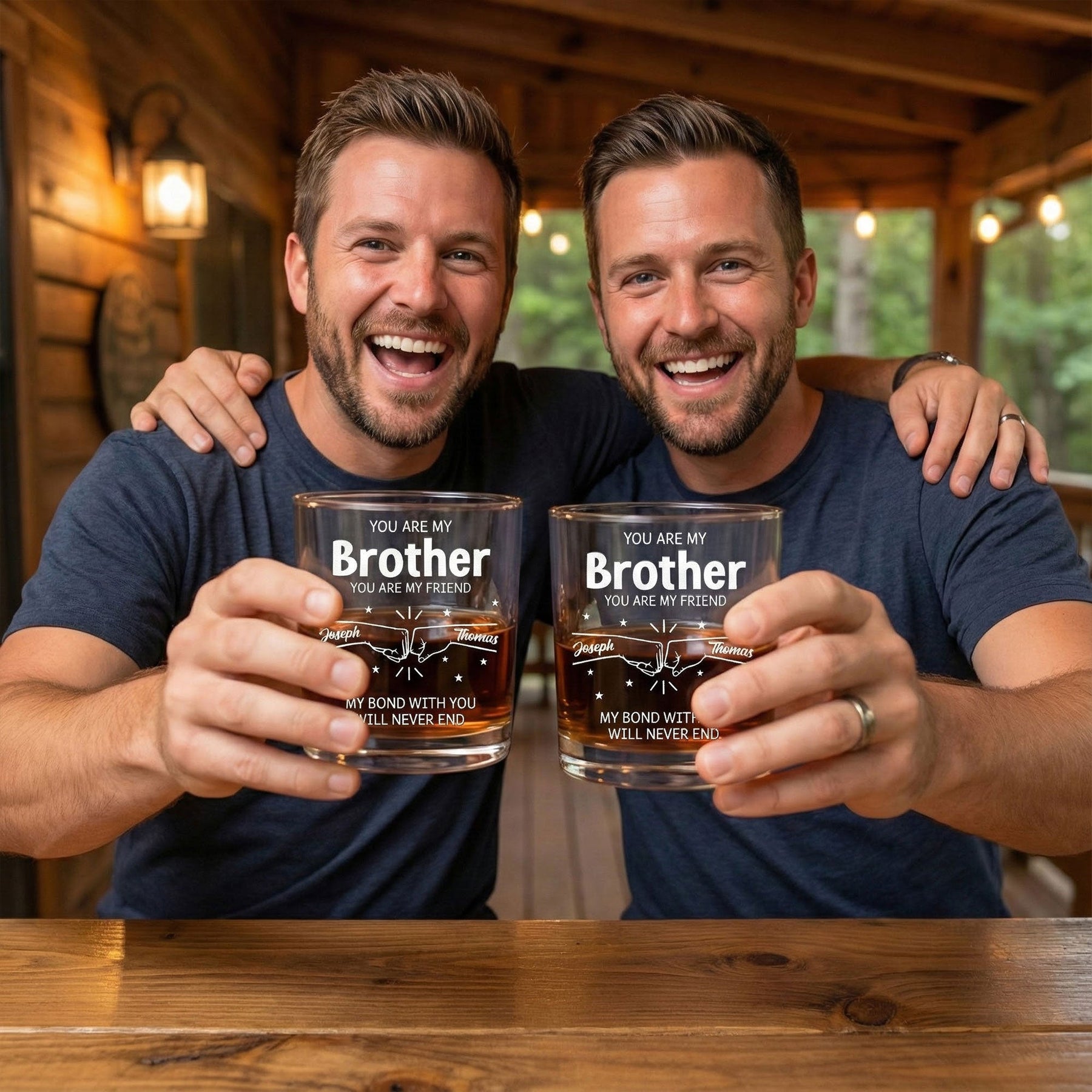 Brothers My Bond With You Will Never End - Personalized Whiskey Glass