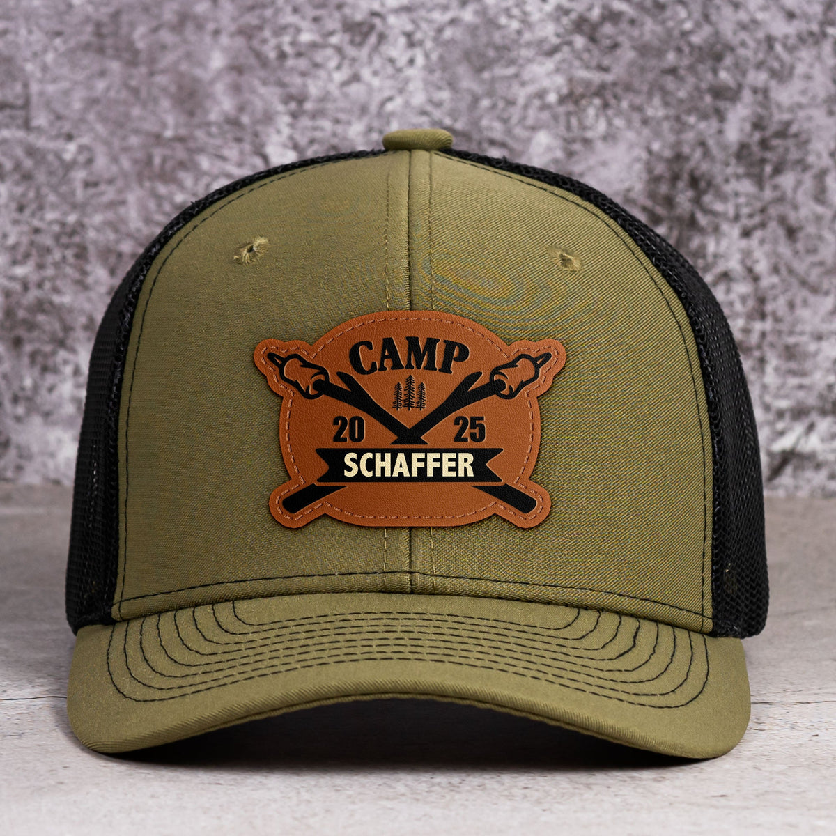 Camping Road Trip - Personalized Leather Patch Hat