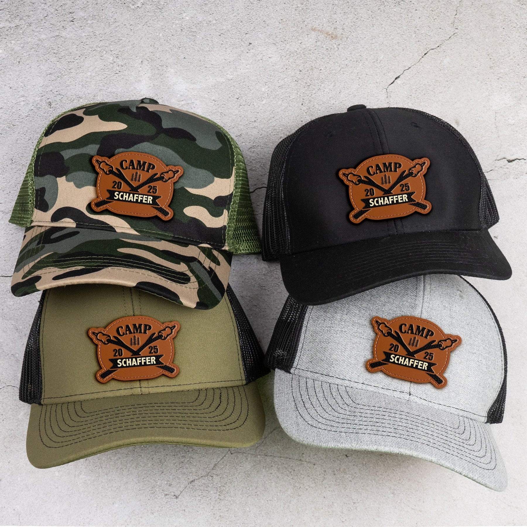 Camping Road Trip - Personalized Leather Patch Hat