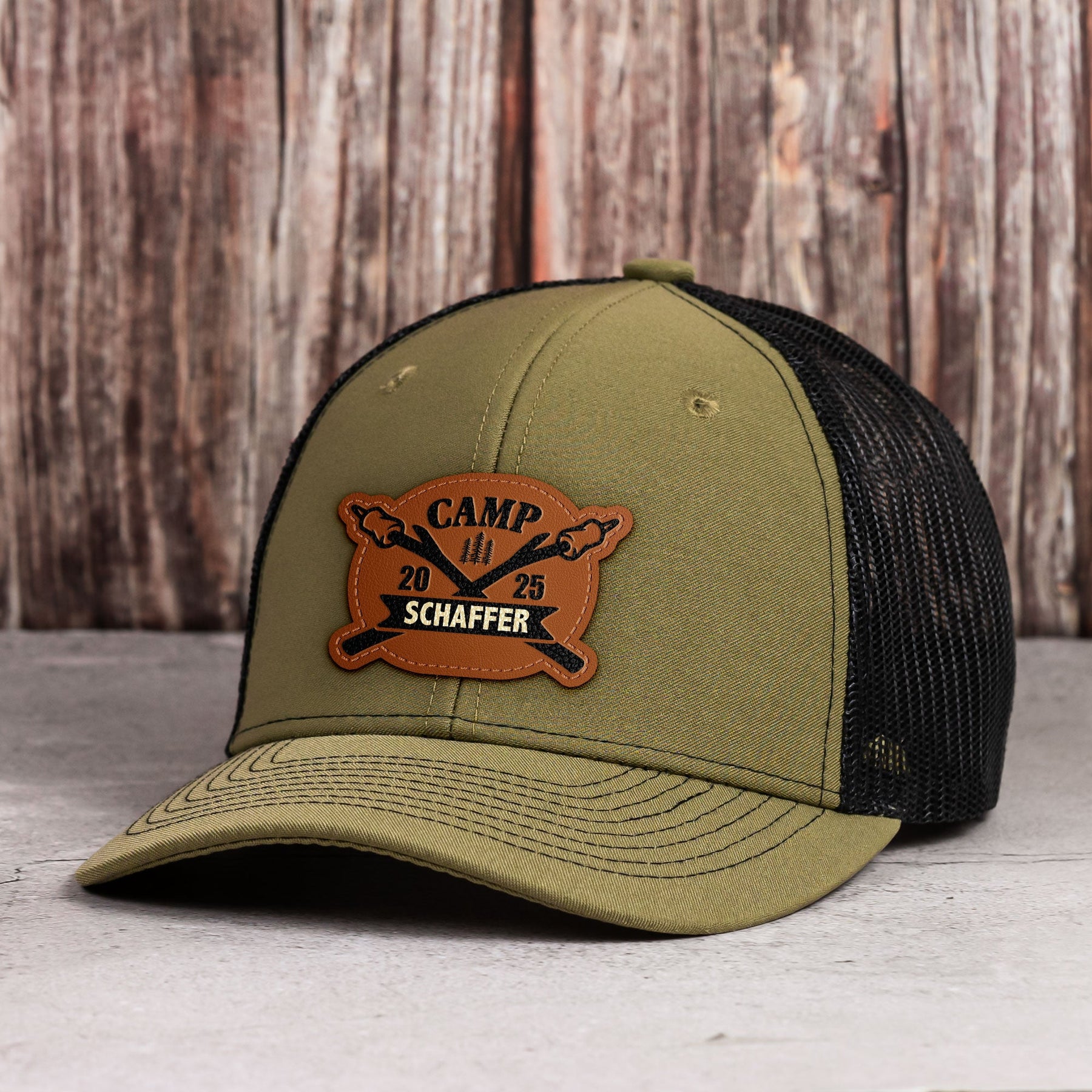 Camping Road Trip - Personalized Leather Patch Hat