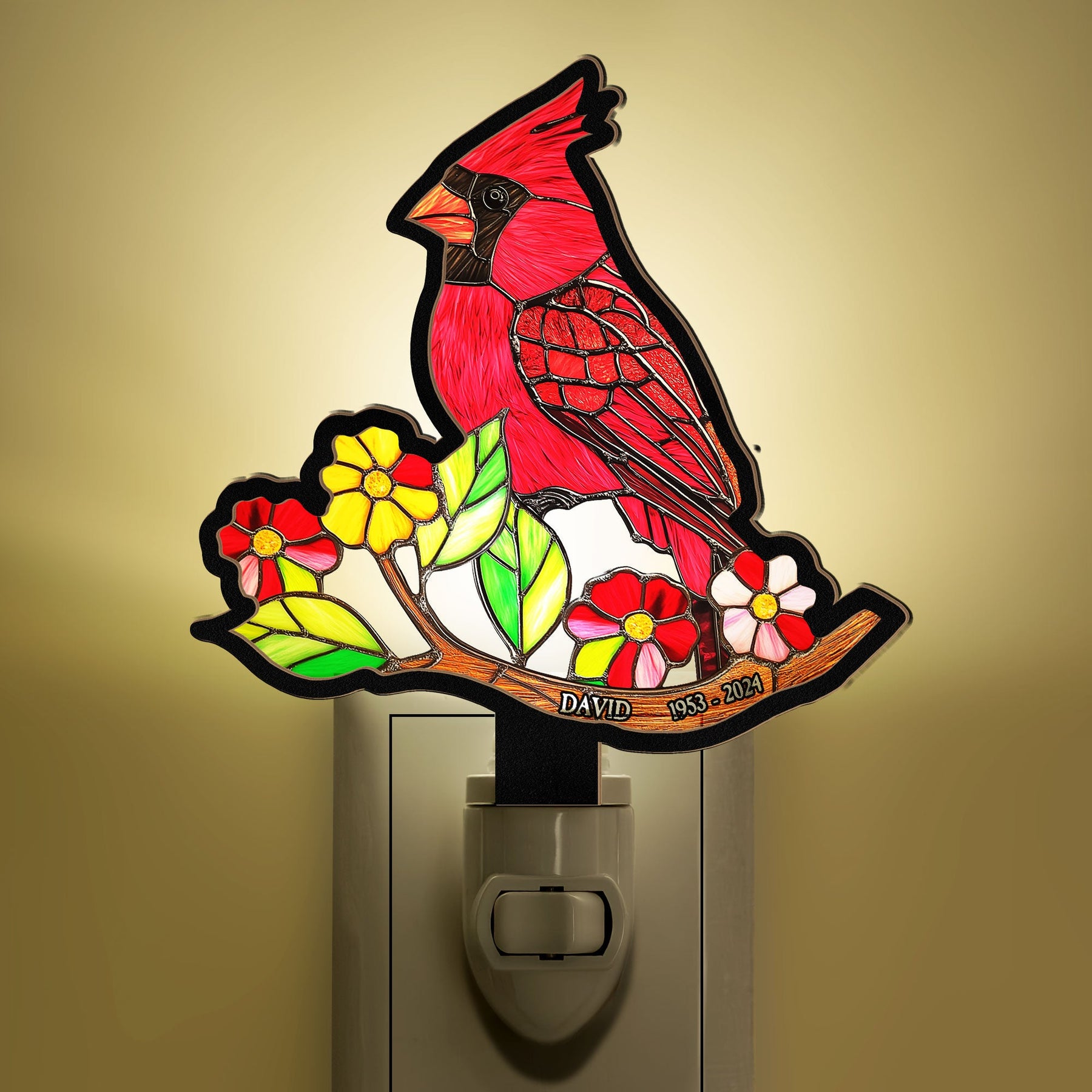Cardinal Bird - Personalized Wood And Acrylic Night Light