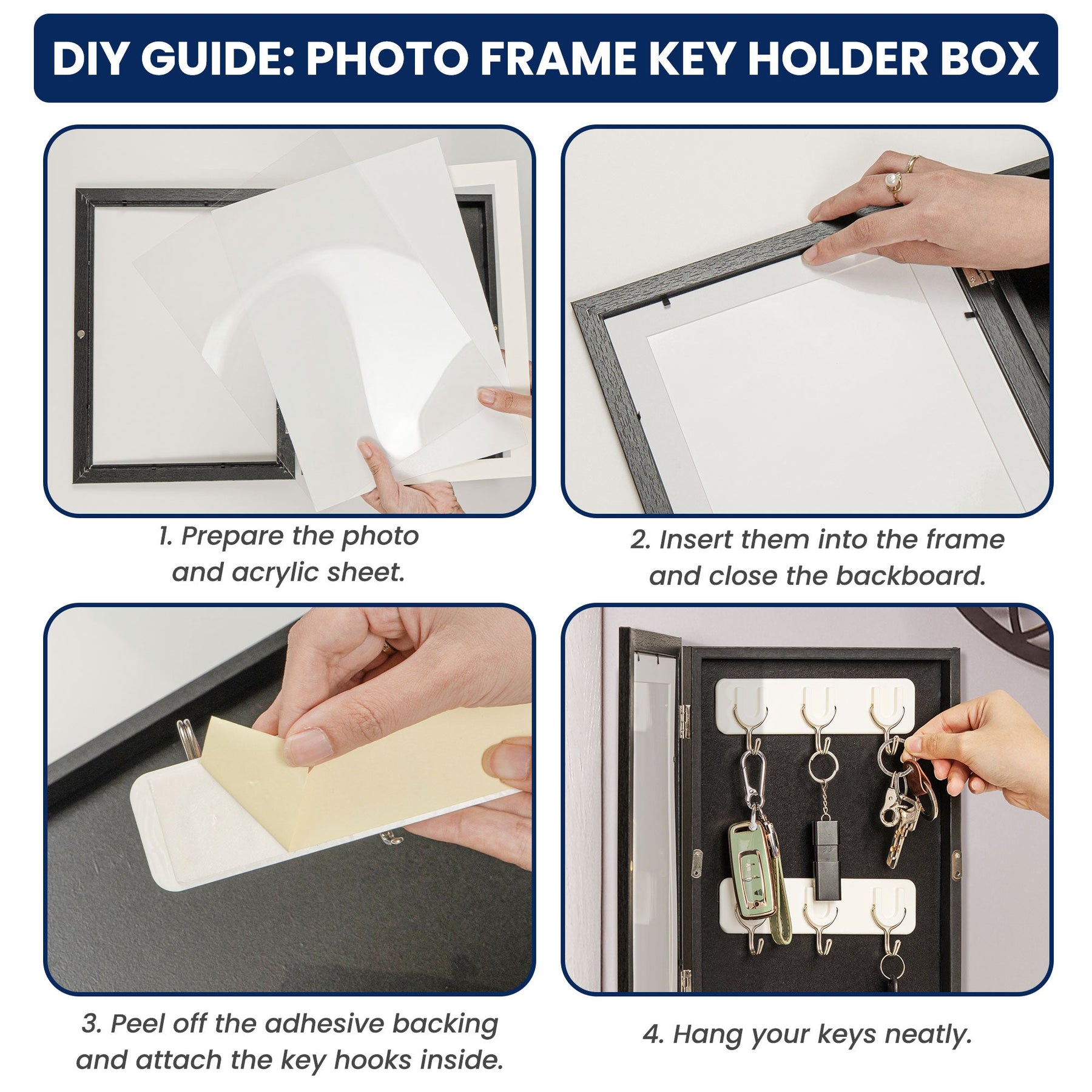 Caricature Wall Art For Funny Couples From Photo - Personalized Hidden Key Holder Photo Frame