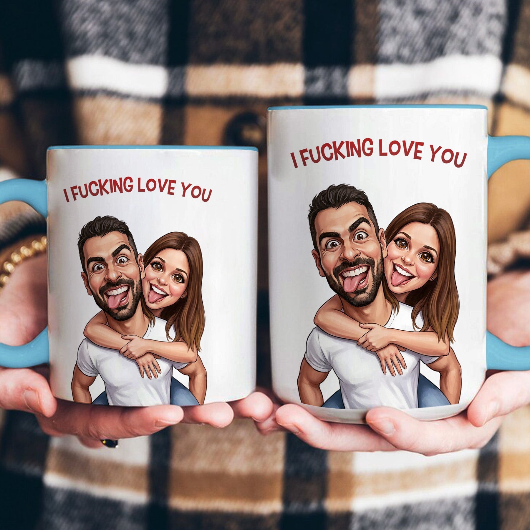 Caricature Funny Mug For Couples, Him, Her - Custom Cartoon Drawing From Photo - Personalized Mug