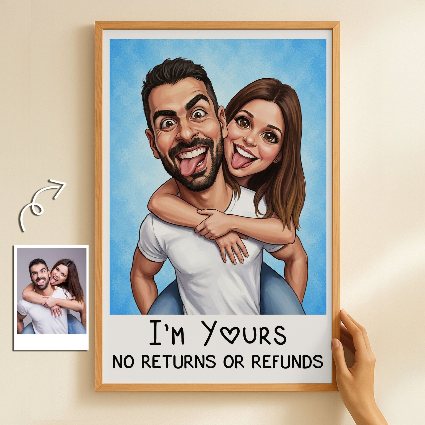 Caricature Wall Art For Funny Couples, Family - Custom Cartoon Drawing From Photo - Personalized Poster