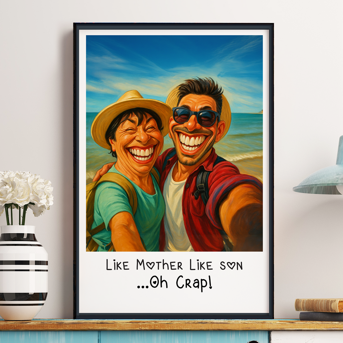 Caricature Wall Art For Mother & Daughters, Sons, Family - Personalized Poster