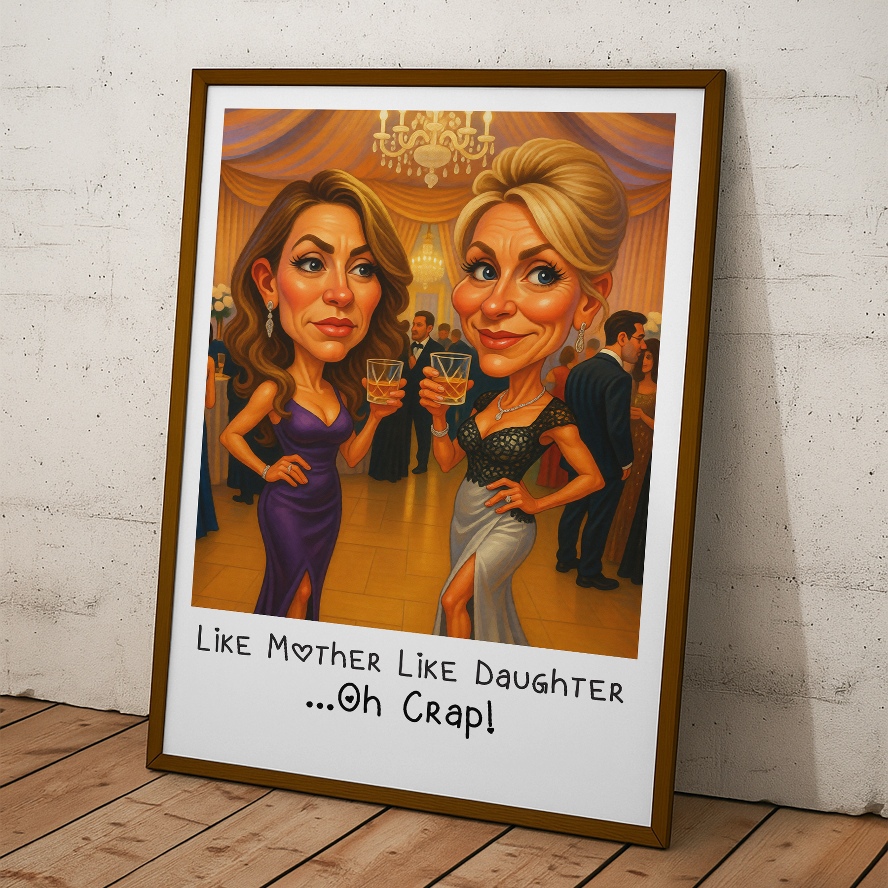 Caricature Wall Art For Mother & Daughters, Sons, Family - Personalized Poster