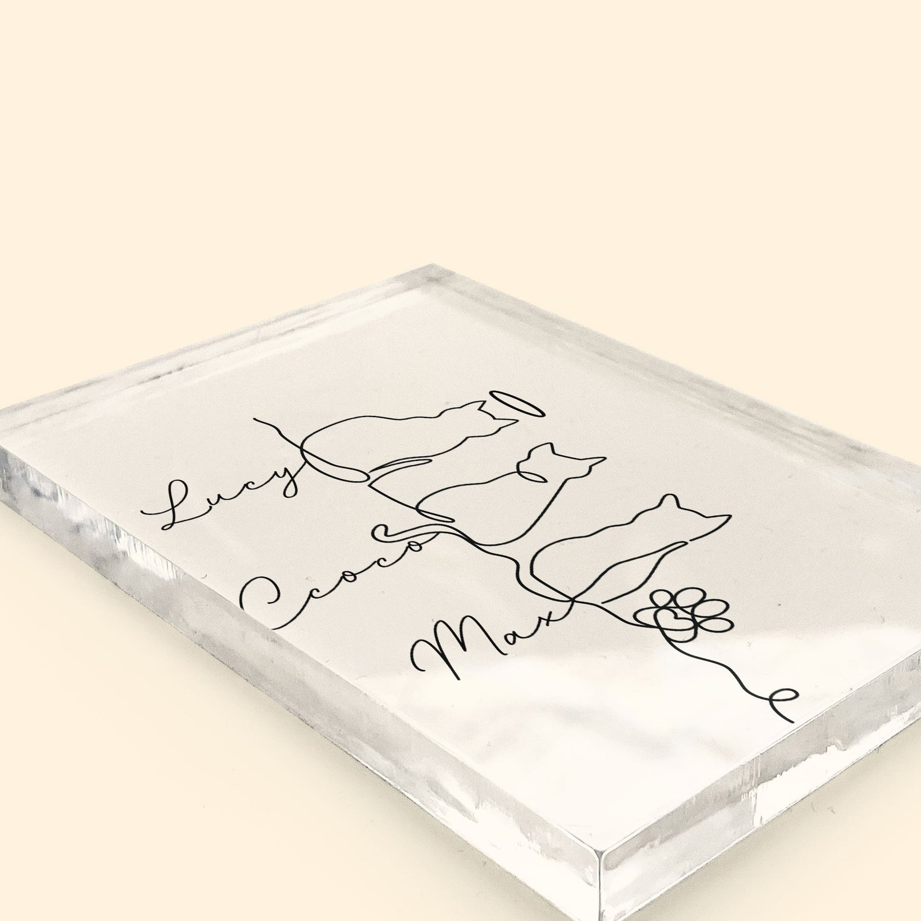 Cat Line Art Gift For Cat Lovers - Personalized Acrylic Plaque