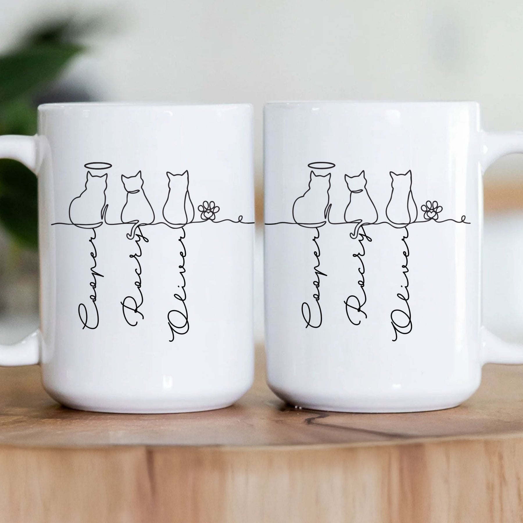 Cat Line Art Gift For Cat Lovers - Personalized Mug